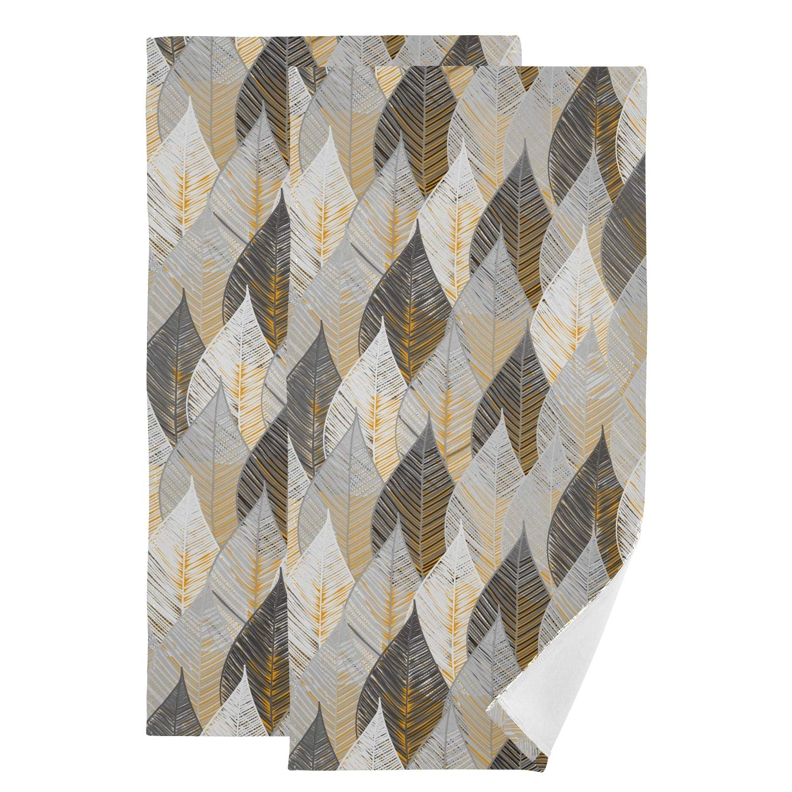 ALAZA Vintage Leaves Hand Towel Set - 2 Pack Absorbent Soft Bath & Kitchen Towels for Bathroom, Dish Drying, Guest Use | Quick-Drying Washcloths for Hotel, Gym, Spa & Home Decor | Perfect for Everyday Use, Gifts & Luxury Bathrooms