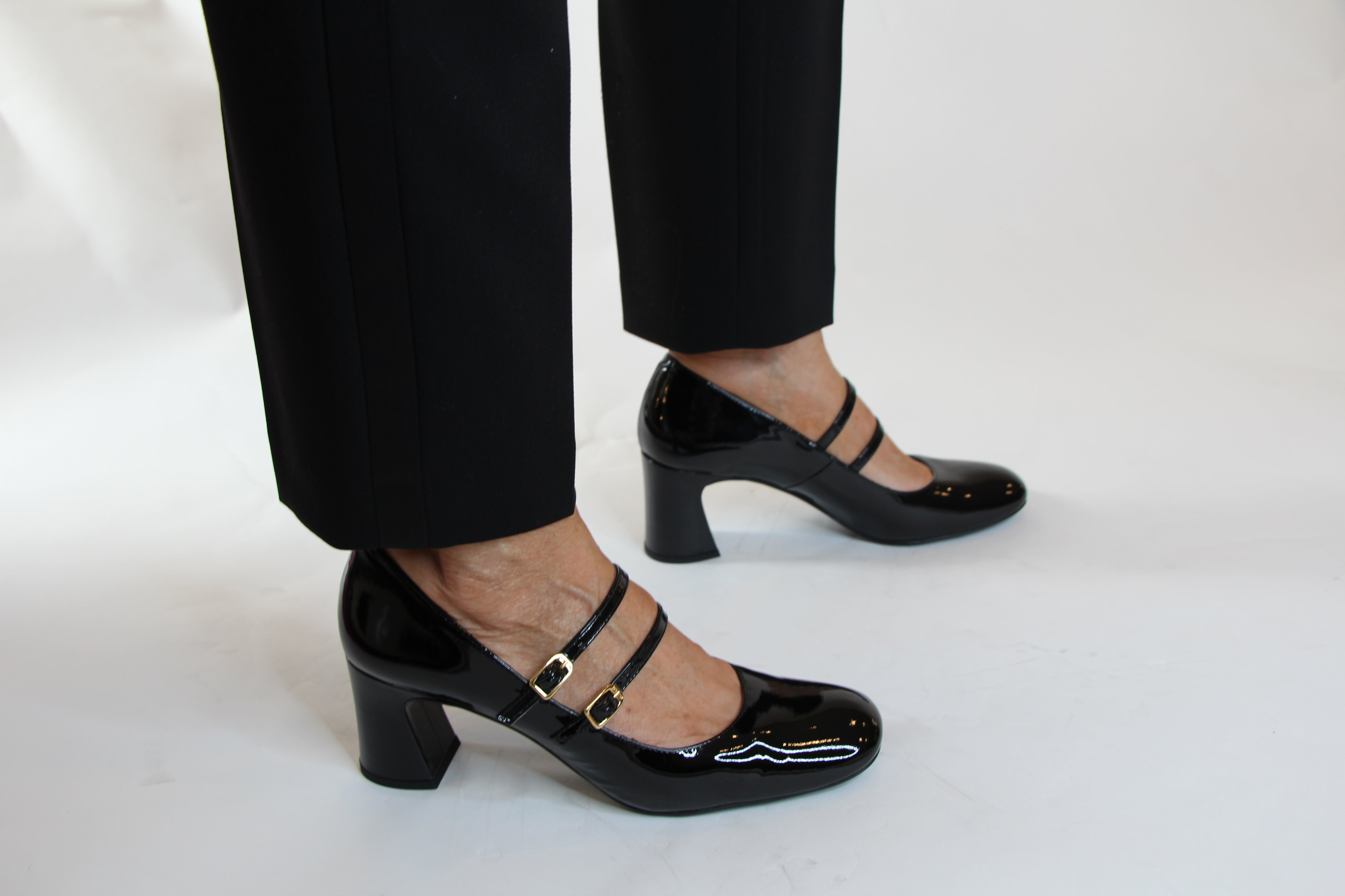 Unisa Black Patent Leather Mary Jane Heels - Women's Classic Dress Shoes for Work, Office & Formal Occasions