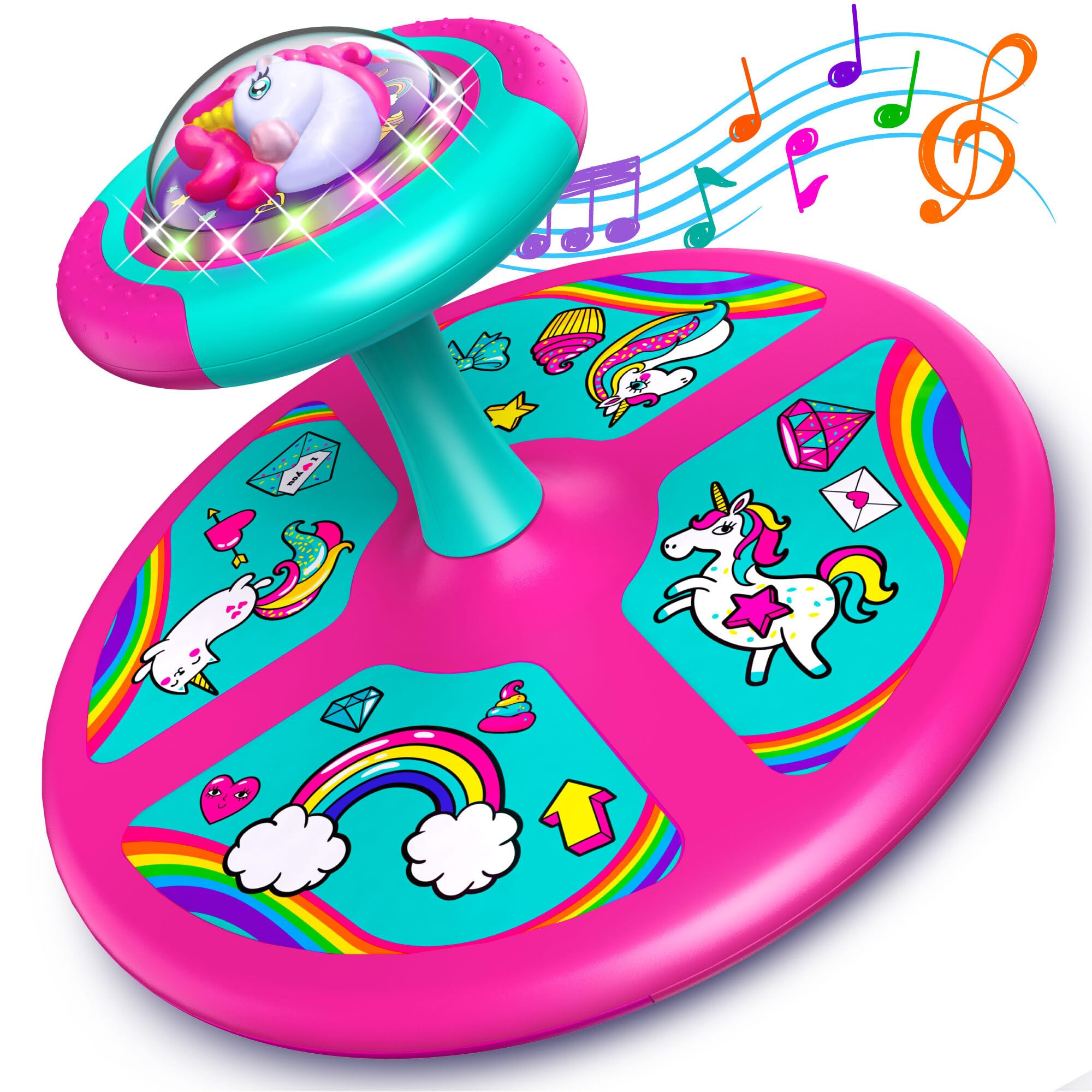 LED Light-Up Unicorn Twister Toy - 360° Spin & Music for Toddlers Age 2-4 | Indoor/Outdoor Birthday & Christmas Gift for Boys & Girls 18+ Months - Perfect for Playtime, Parties & Preschool Activities