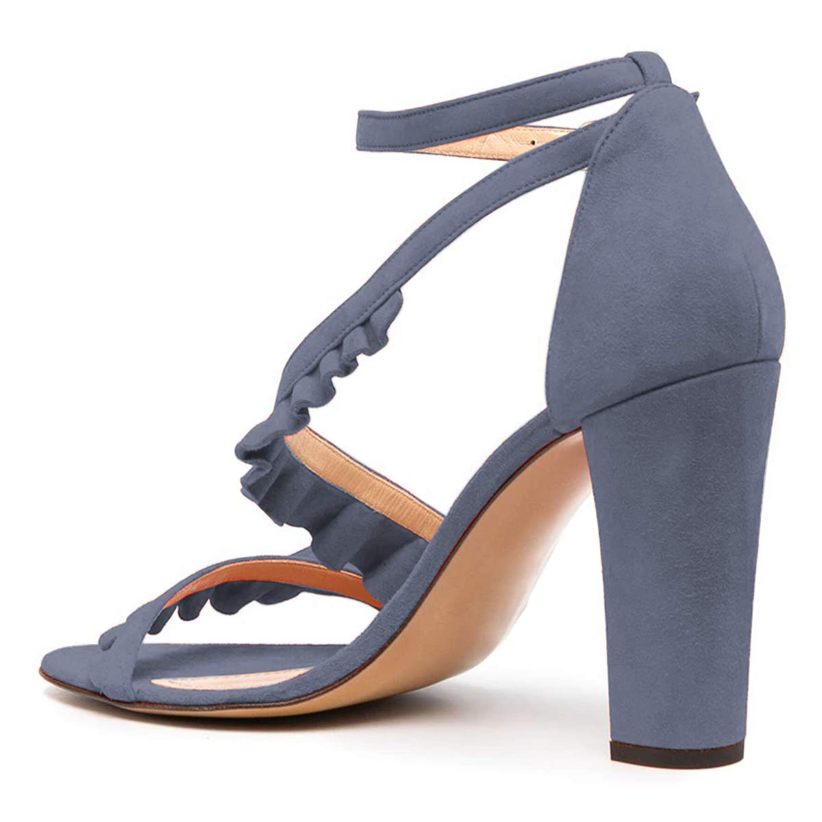 YDN Women's Heeled Sandals - Pleated Lace Block Open Toe Ankle Strap Chunky High Heels for Wedding, Party, and Evening Dress Shoes | Comfortable & Stylish Summer Sandals for Brides, Prom, and Special Occasions