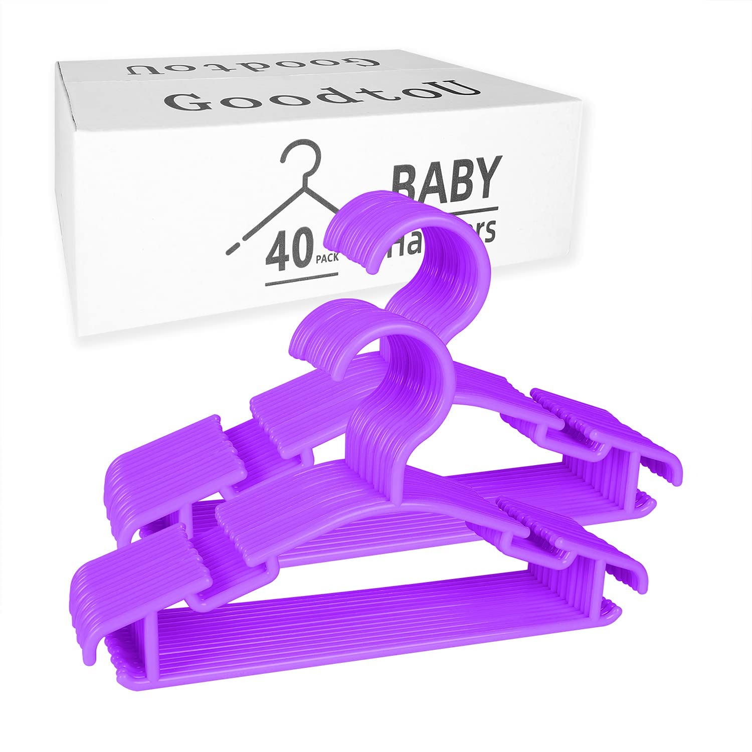 40 Pack Purple Plastic Kids Hangers - Durable Children's Coat & Clothes Hangers for Nursery, Closet Organization & Travel Packing