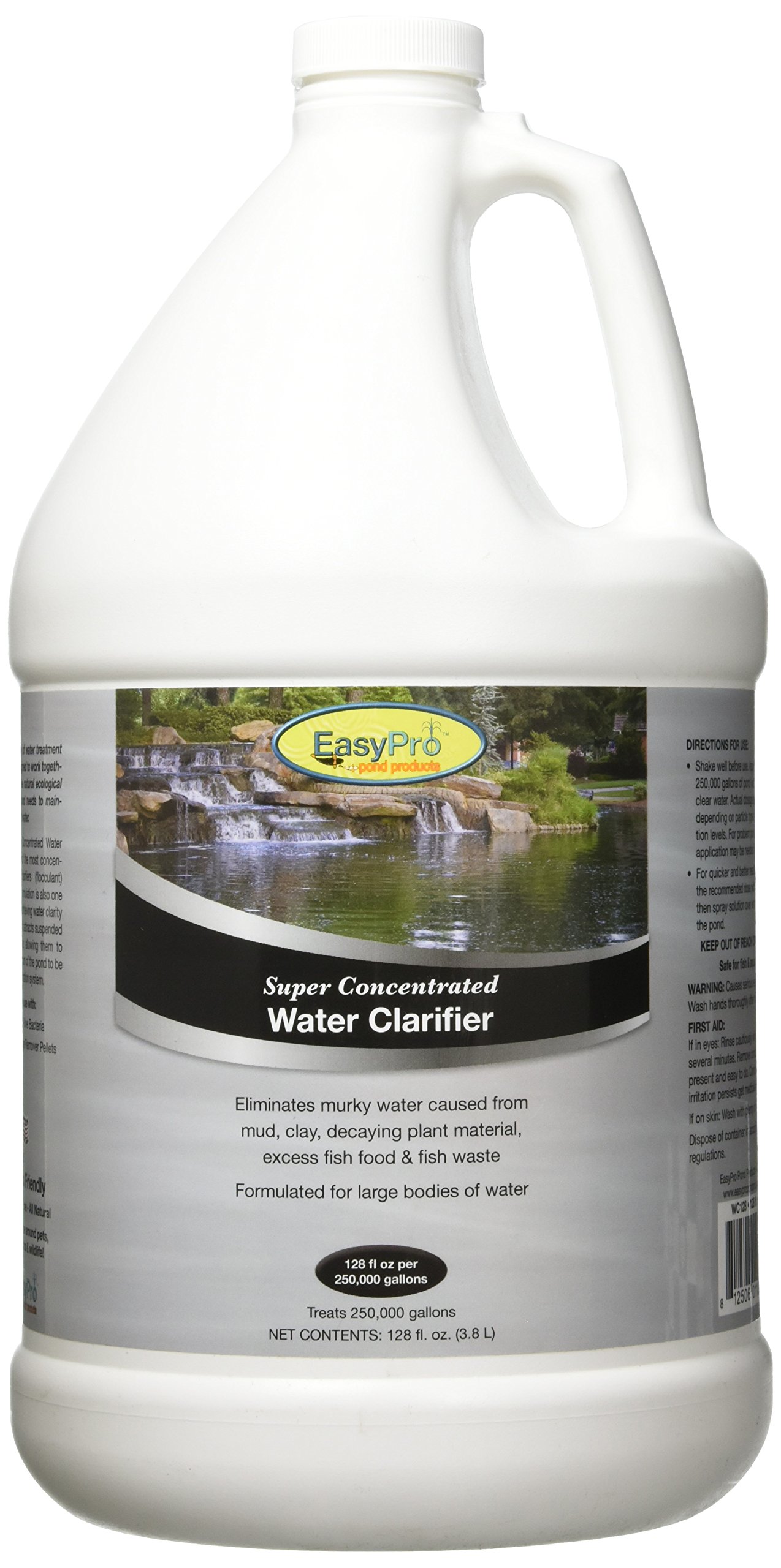 EasyPro WC128 Super Concentrated Water Clarifier (Flocculant) for Ponds & Lakes – Treats 250,000 Gallons – 1 Gallon (128 fl oz) – Clears Cloudy Water Fast – Perfect for Large Backyard Ponds, Koi Ponds & Water Gardens