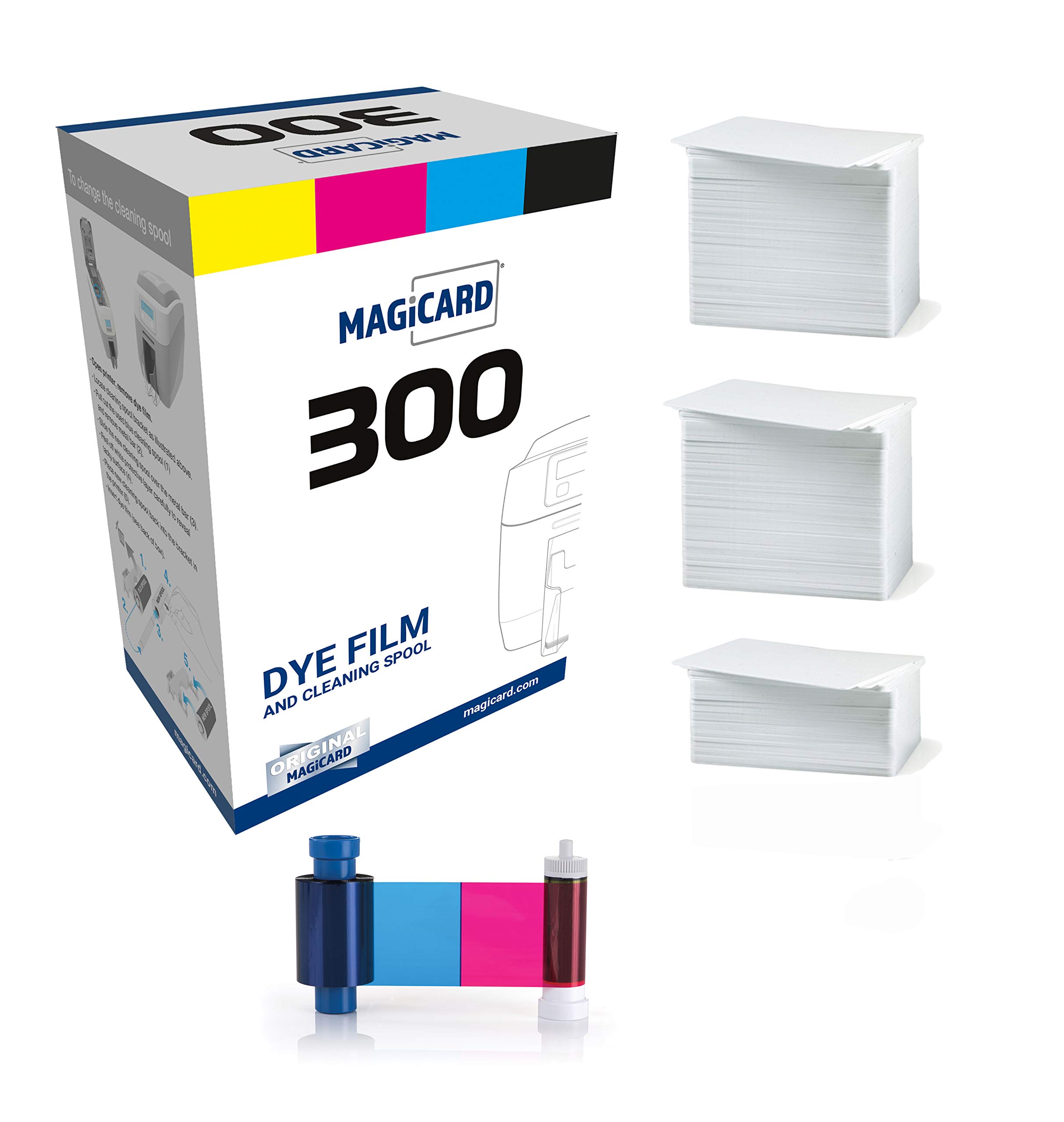 Magicard 300 Printer MC250YMCKOK Color Ribbon - 250 YMCKOK Prints for Premium CR80 30 Mil PVC Cards - High-Quality Graphic Printing for ID Badges, Membership Cards & Loyalty Programs