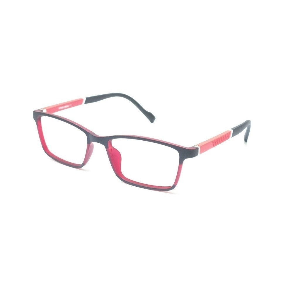 Kids Glasses Frames - Red & Black Rectangle Eyeglasses for Boys & Girls Ages 3-8 | Durable & Lightweight | Perfect for School, Reading & Daily Wear (Model 76302C4)