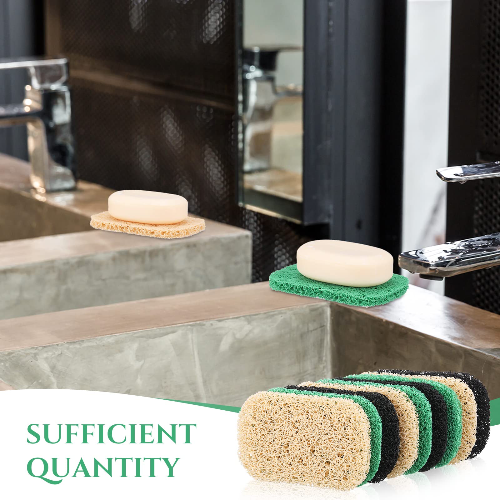 30 Pcs Soap Saver Pads - Reusable Bar Soap Holders with Drain Holes for Shower, Kitchen & Bathroom - Non-Slip Soap Dishes & Cleaning Accessories (Black, Green, Beige) - Perfect for Organizing Soap in Wet Areas & Preventing Mess