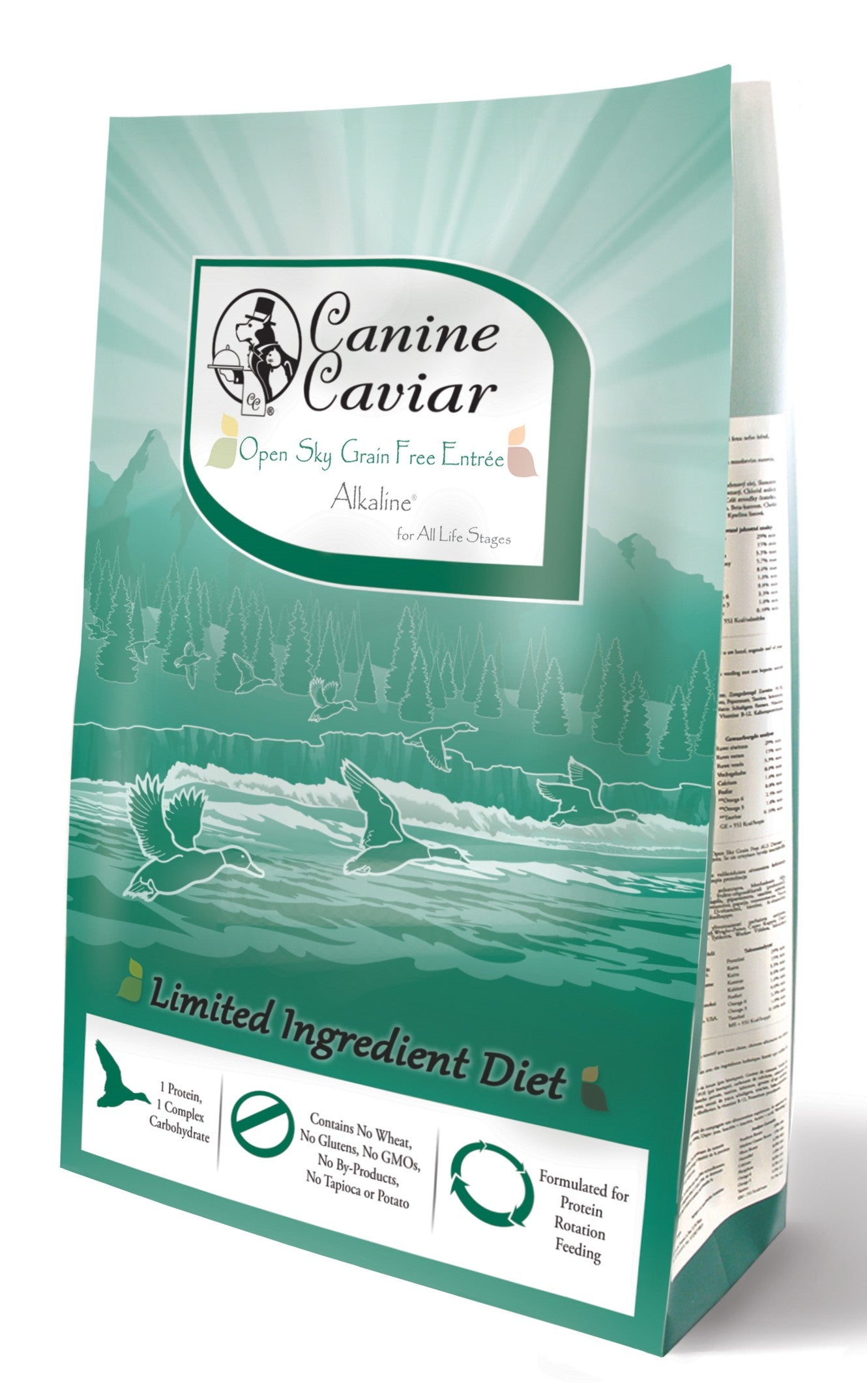 Canine Caviar Grain-Free Dry Dog Food with Open Sky Duck Recipe - High Protein, Hypoallergenic Kibble for Adult Dogs - Perfect for Sensitive Stomachs & Outdoor Adventures