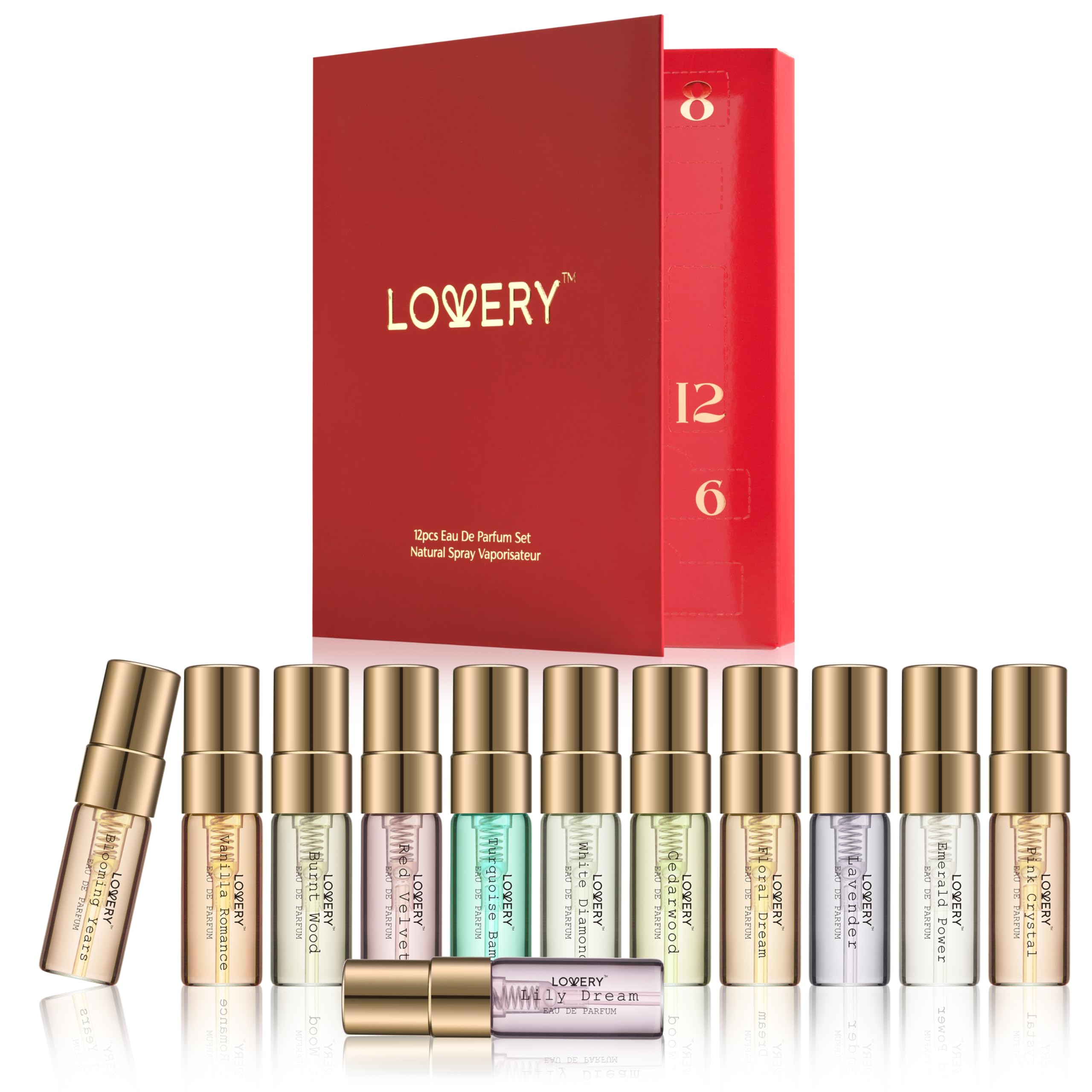 LOVERY 12pc Perfume Sampler Set for Women & Men - Floral Travel Fragrance Gifts