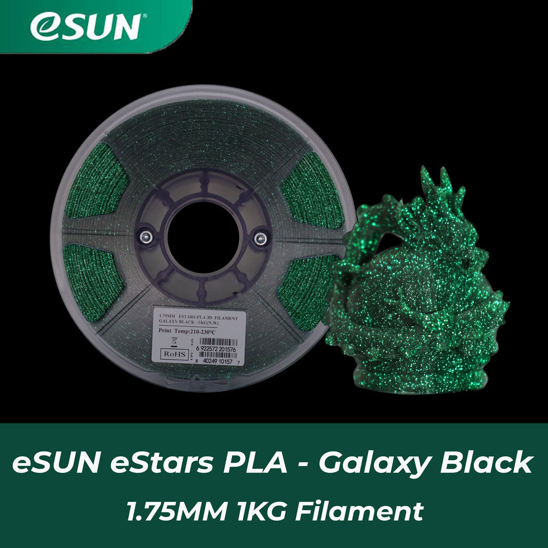 eSun eStars Galaxy Black PLA Filament 1.75mm 1kg Spool - Premium 3D Printing Filament for Smooth Prints | Perfect for Cosplay Props, DIY Models & Home Decor Projects