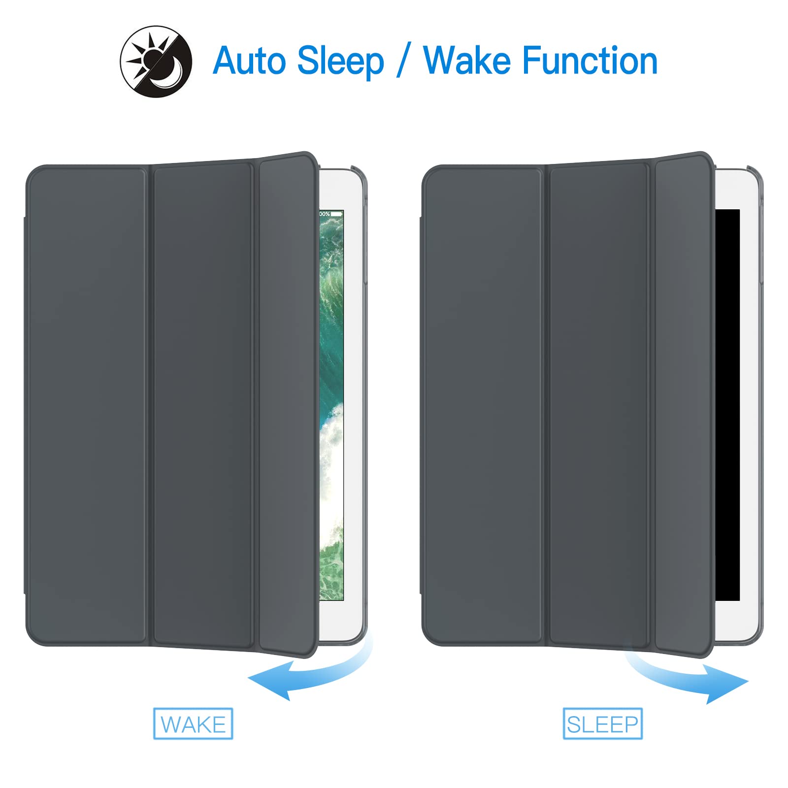 JETech iPad Air 1st Generation Case - Slim Protective Cover with Auto Wake/Sleep Feature for 9.7 Inch iPad Air 1 (Not Compatible with Air 2/3/4/5) - Dark Grey | Perfect for Work, Travel & Home Use