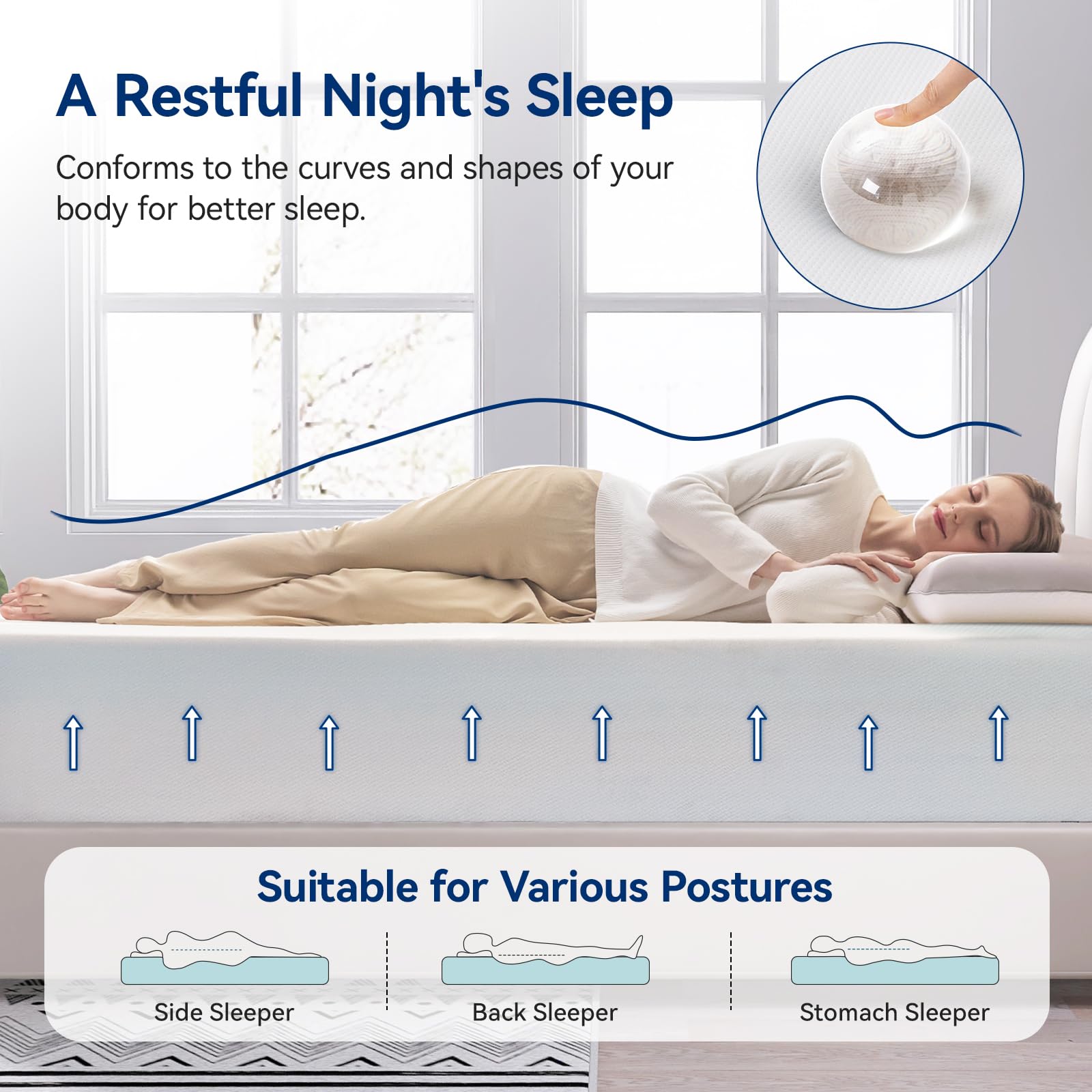Amazon Basics 12 Inch Medium Firm Memory Foam Mattress - Full Size, White & Grey - Pressure Relief for Back, Side & Stomach Sleepers - Perfect for Guest Rooms, Dorms & Apartments