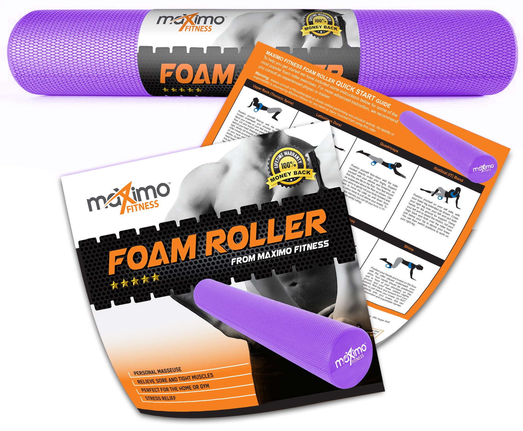 Maximo High Density Foam Roller for Muscle Recovery & Pain Relief - Trigger Point Massage, Physical Therapy, Yoga & Pilates - Perfect for Gym, Home Workouts & Post-Exercise Recovery