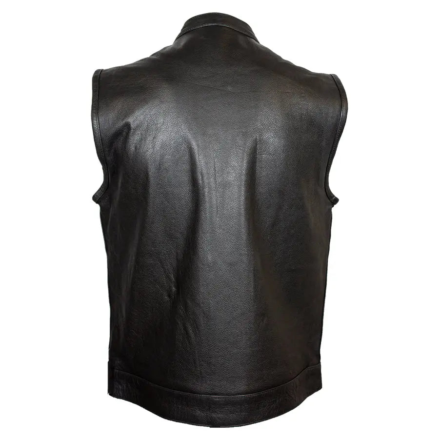 Open Road Men's Leather Club Vest - Biker Jacket for Motorcycle Riding, Casual Wear & Outdoor Adventures
