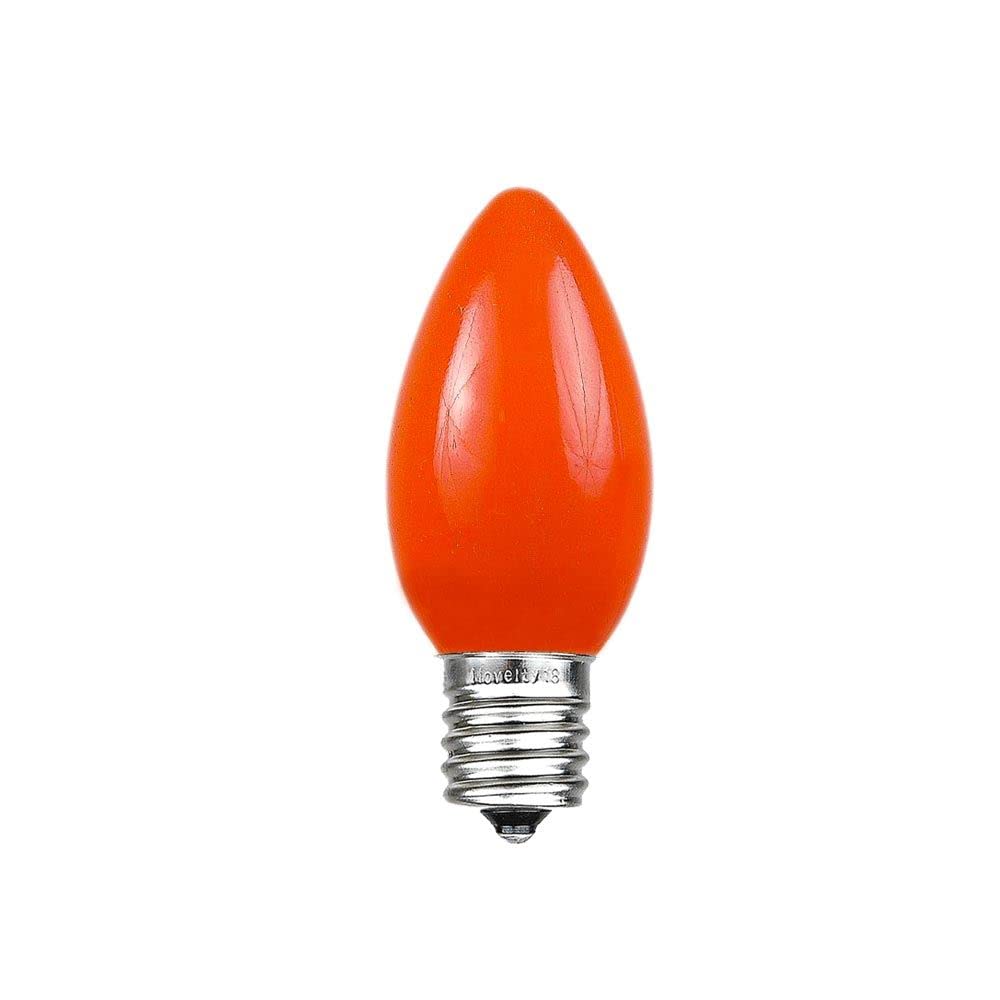 500 Pack Orange C7/E12 Candelabra Base Christmas Lights - 5W Outdoor Ceramic Replacement Bulbs for Holiday Decorations, Tree Lighting, and Festive Home Displays
