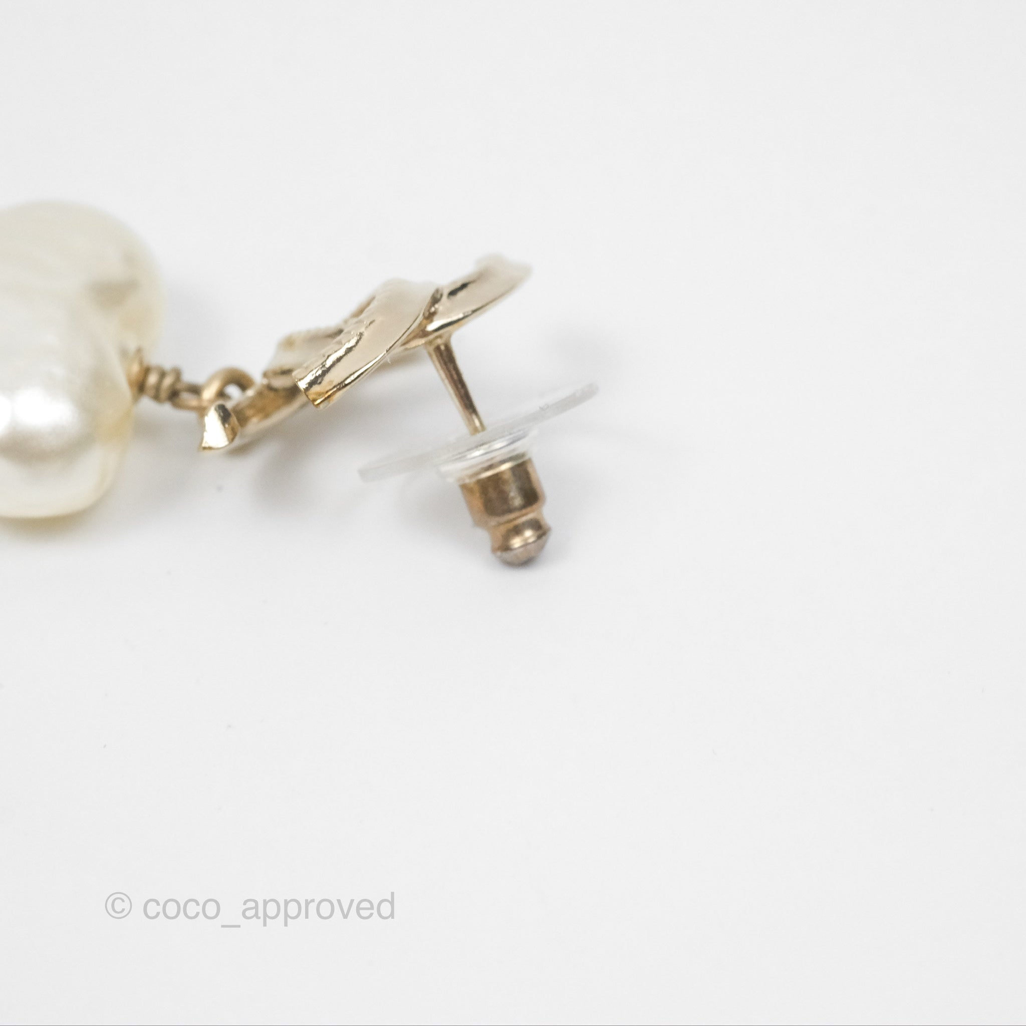 Chanel CC Pearl Heart Drop Earrings - Gold Tone 22C Collection | Luxury Fashion Jewelry for Women | Perfect for Parties, Weddings & Special Occasions