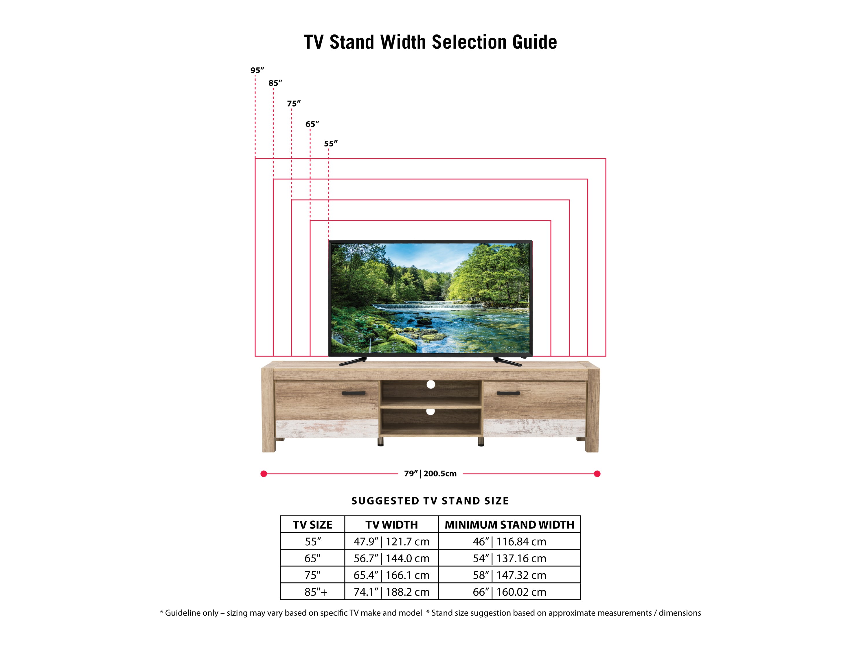 Modern TV Stand with Storage Doors - Holds TVs up to 95 Inches - Perfect for Living Room, Bedroom & Home Theater Setup