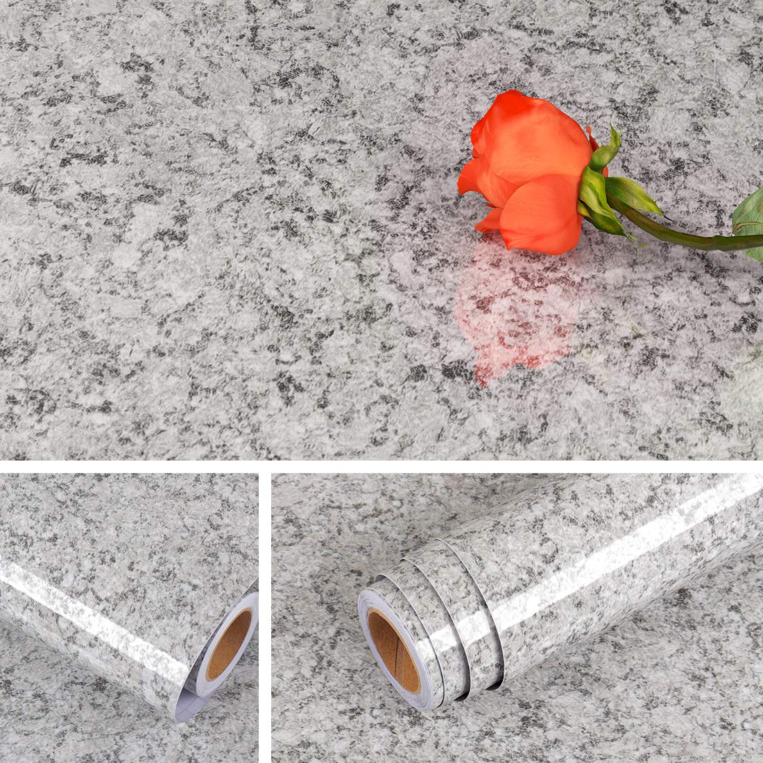 Livelynine Granite Countertop Contact Paper - Waterproof Self-Adhesive Marble Wallpaper, Peel and Stick Kitchen Countertop Cover for Tables, Bathroom Vanity, Desks - Removable Wall Paper (15.8