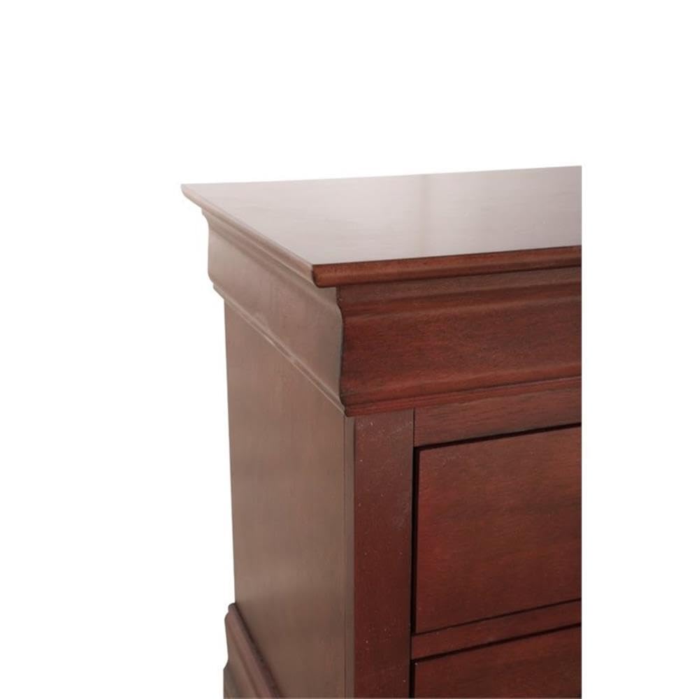 Glory Furniture Louis Phillipe 2-Drawer Cherry Nightstand - Classic Bedside Table for Bedroom Decor & Storage