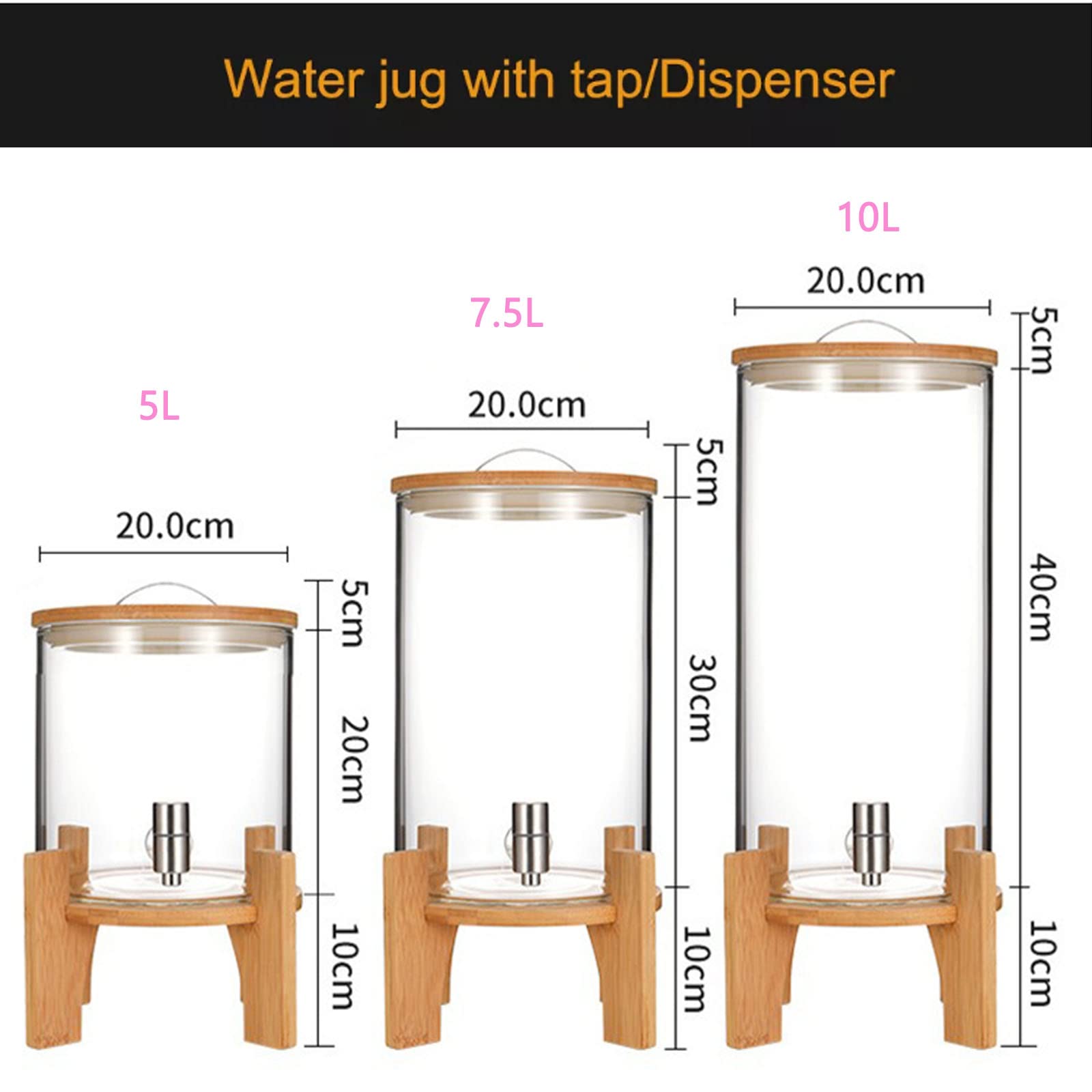 Premium Glass Drink Dispenser with Wooden Stand & Stainless Steel Spigot - 5L Mason Jar Pitcher for Hot/Cold Beverages, Juice, Beer, Iced Tea, Lemonade - Perfect for Parties, Weddings, BBQs & Home Entertaining