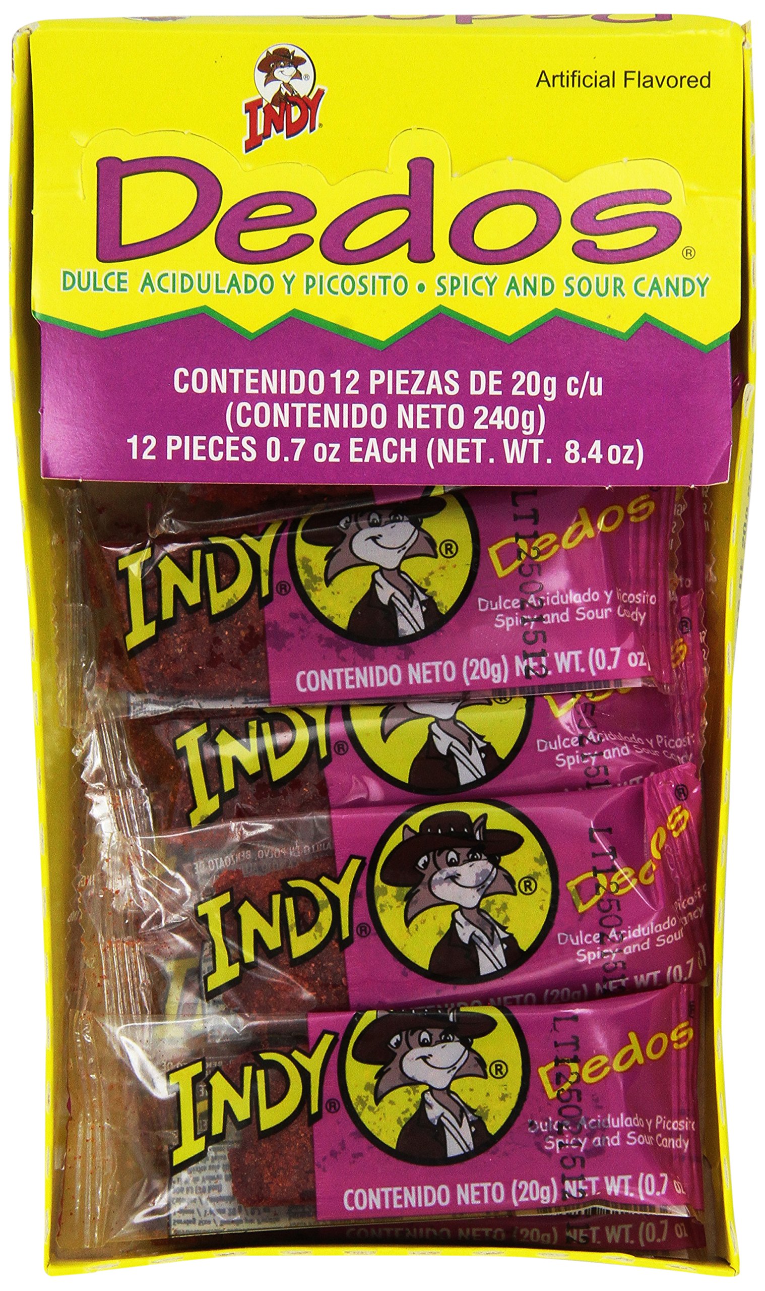 Spicy and Sour Mexican Candy - Indy Dedos Tamarind Sticks (8.4 oz, 12 Count) | Authentic Mexican Treat for Parties, Snacking & Gifts