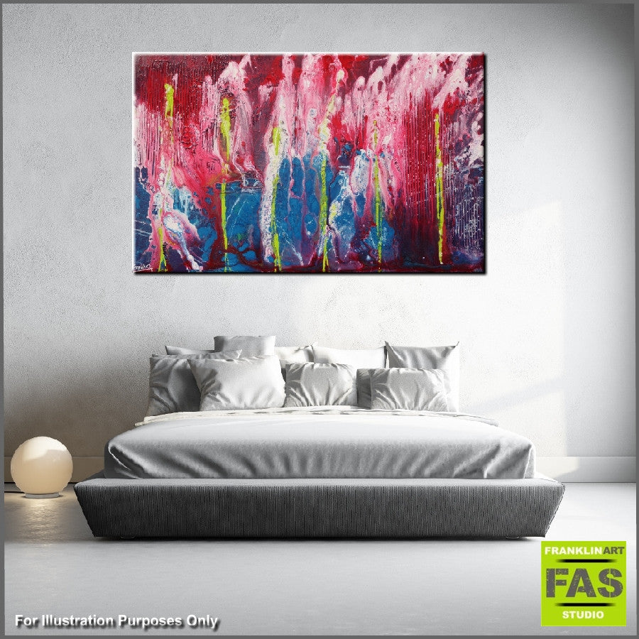 Abstract Pink Blue Wall Art - Modern Canvas Painting for Home & Office Decor - Perfect for Living Room, Bedroom, or Workspace