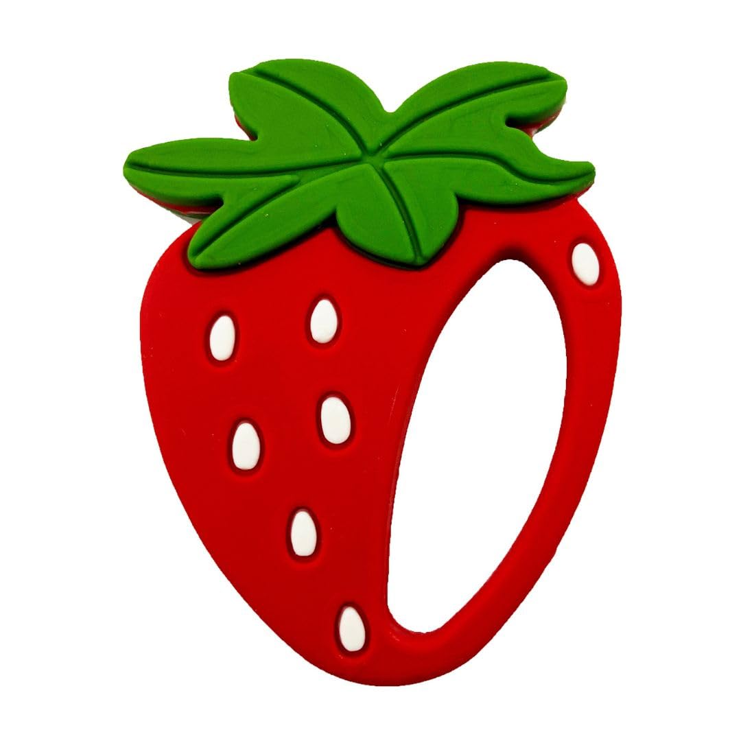 MILLOR Soft Silicone Baby Teether Toy - Safe Chewable Teething Relief for Sore Gums, BPA-Free Infant Teether for Newborns & Toddlers (Strawberry) - Perfect for Home, Travel & Daycare Use