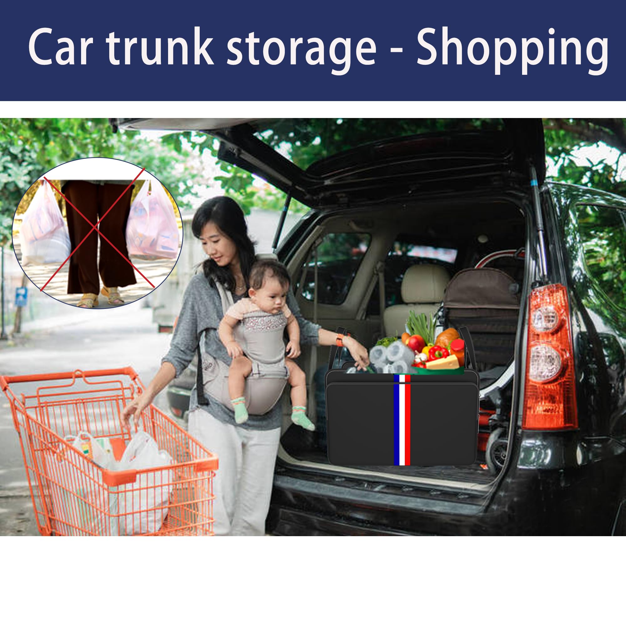 Homeve Waterproof Collapsible Car Trunk Organizer - 3 Compartment Foldable Storage for Car Accessories, Tools & Sundries - Universal Tote Bag for Men & Women (Black, Standard) | Perfect for Road Trips, Grocery Shopping & Vehicle Organization