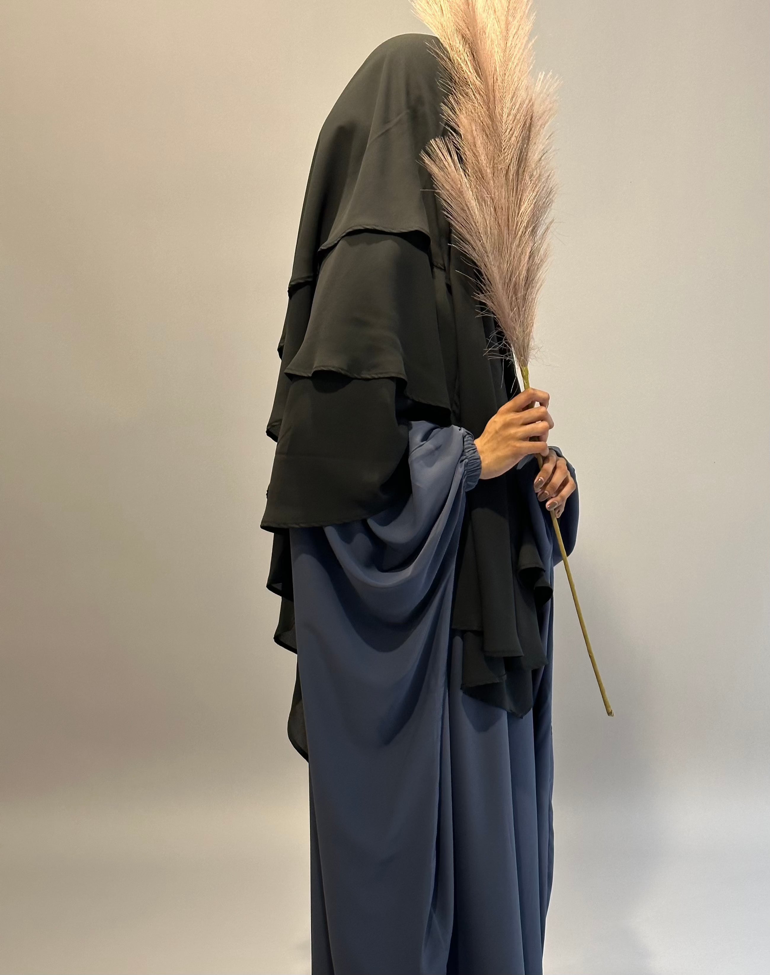 3 Layer Black Khimar - Modest Muslim Prayer Scarf for Women - Perfect for Prayer, Hijab, and Everyday Wear