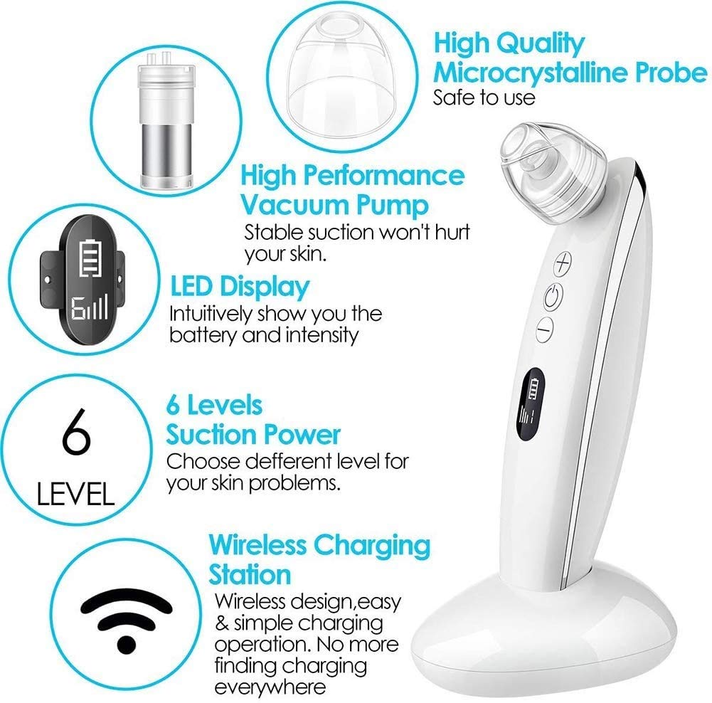 Electric Blackhead Remover Vacuum with LED Display - Powerful Facial Pore Cleaner for Blackheads, Whiteheads & Acne - Skin Care Tool for Men & Women - Perfect for Daily Facial Cleansing & Spa Treatments