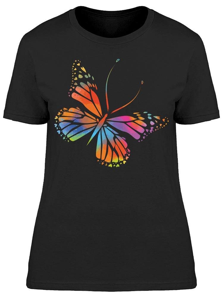 Stylish Stencil Print Colorful Butterfly T-Shirt for Women - Casual Summer Fashion & Festival Outfit