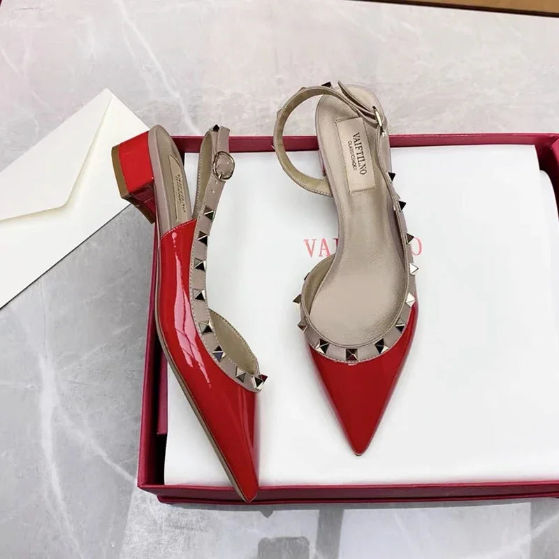 Luxury Gladiator Sandals for Women - Designer Rivet Slingback Sandals with 3cm Chunky Heel | Summer Fashion Footwear for Beach, Party & Casual Outings