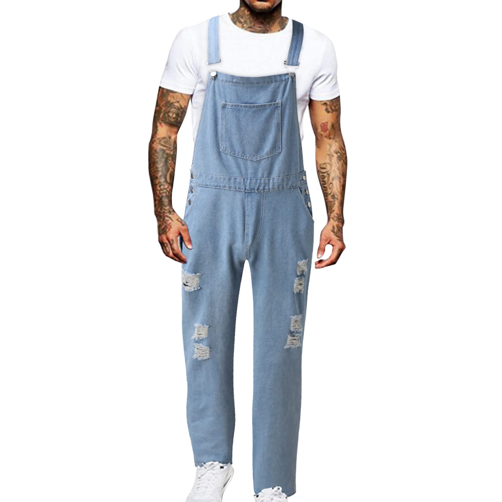 Men's Relaxed Fit Casual Straight Leg Jeans - Adjustable Waist, Washed Denim, Solid Color - Perfect for Everyday Wear, Work & Outdoor Activities