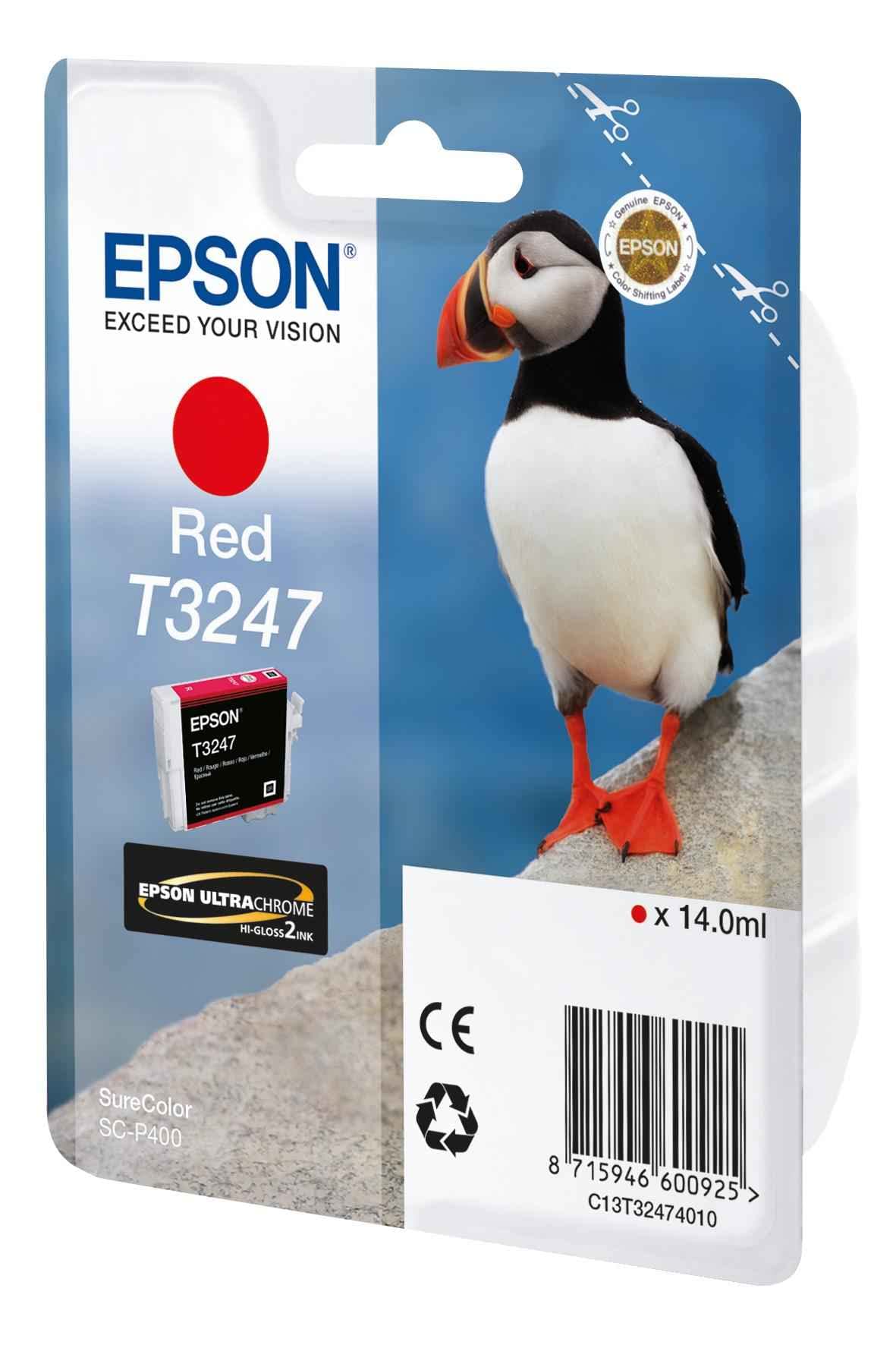 Genuine Epson C13T32474010 Red Ink Cartridge for Printers - High-Quality Replacement for Home & Office Printing Needs