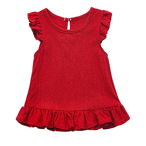 Baby & Kids Cotton Solid Color Tops - Short Sleeve Ruffle Blouse for Girls & Boys | Casual Unisex Outfits | Perfect for Playdates, School & Family Photos