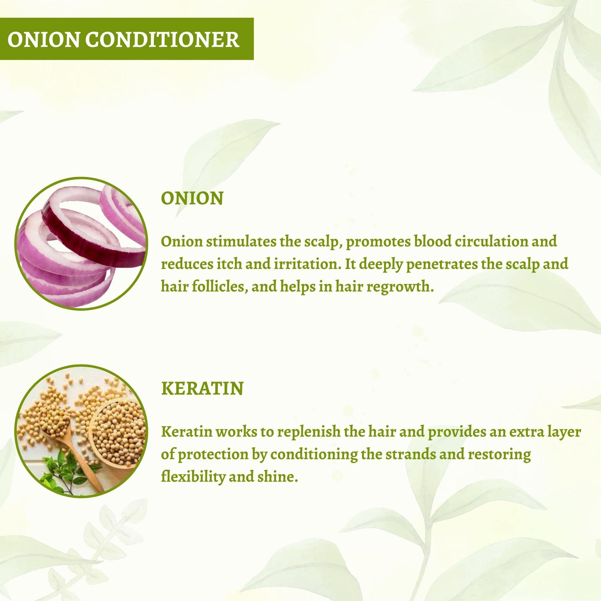 Mountain Soul Onion Oil Hair Conditioner for Hair Fall Control & Growth - Paraben & Sulfate Free with Plant Keratin (300ml) - Ideal for Damaged Hair Repair & Daily Nourishment
