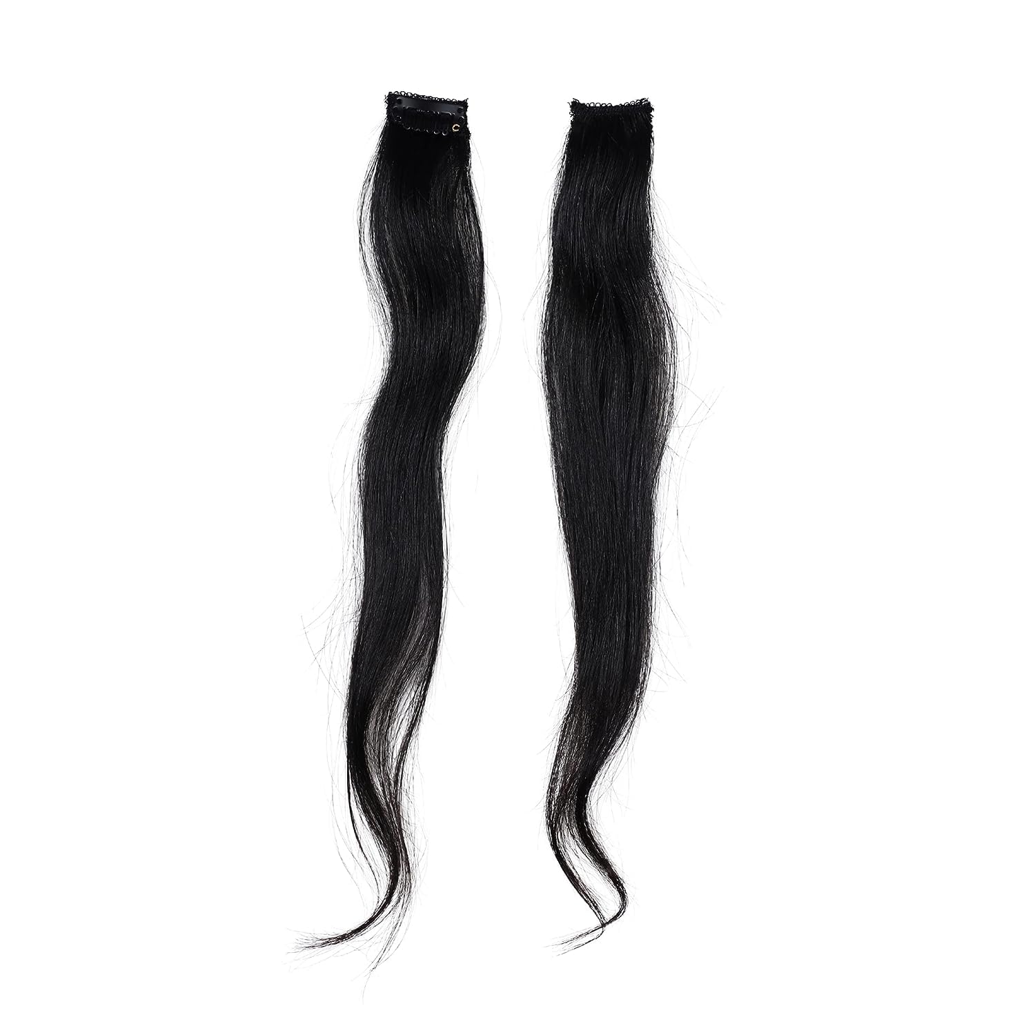 LUXURIUSHAIR 2Pcs Clip-in Human Hair Side Bangs - 18 Inch Wavy Fringe Hair Extensions for Women (Natural Black) | Perfect for Daily Wear, Cosplay & Hairstyle Transformation
