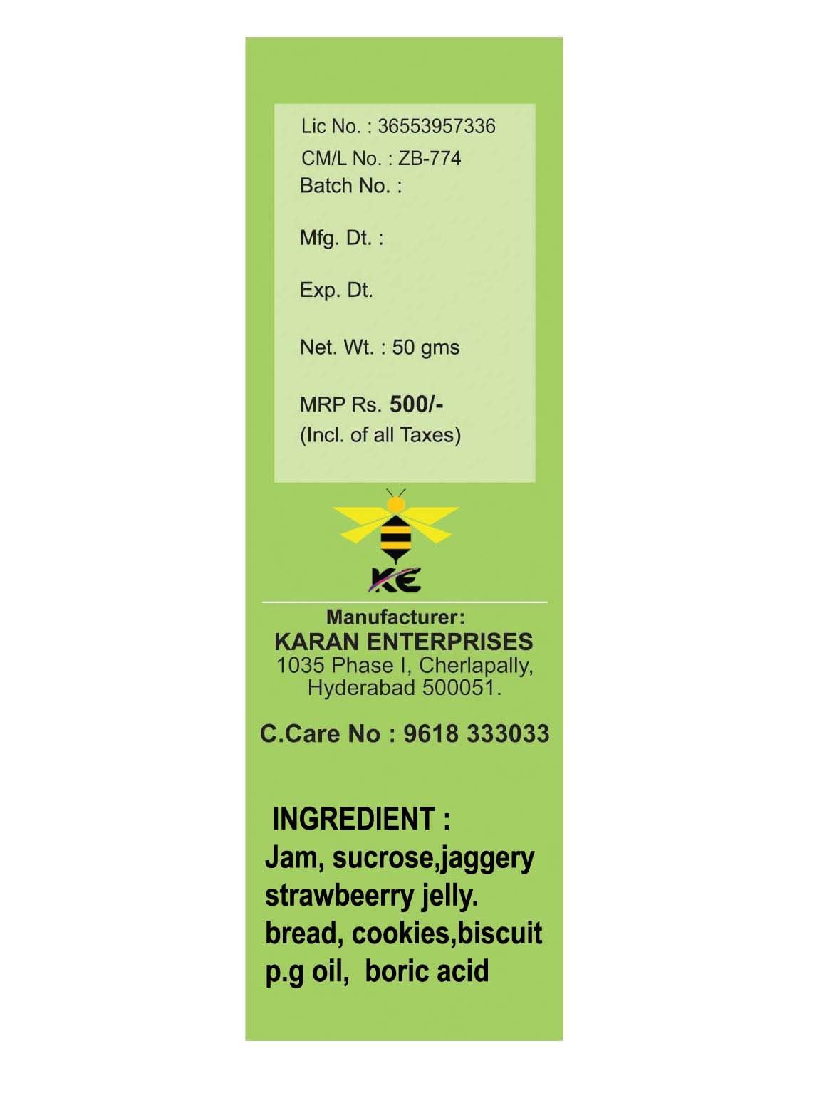 Kitchen Hunter Anti Cockroach Gel Bait - 50g (Pack of 2) | Effective Roach Killer for Home, Kitchen & Bathroom | Long-Lasting Pest Control Solution