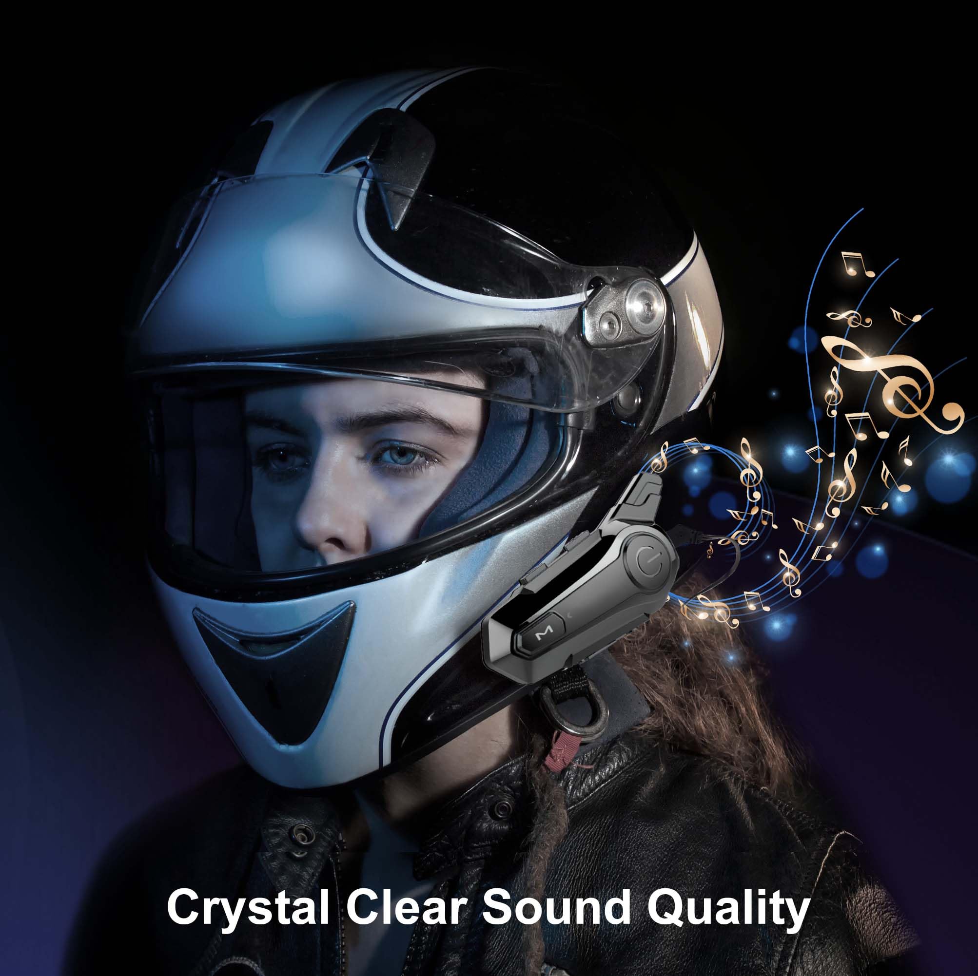 Wireless Motorcycle Bluetooth Headset - 400M Intercom Headphones with CVC Noise Cancellation & Stereo Music | IPX6 Waterproof for Half/Open Face Helmets (2 Pack) | Perfect for Group Riding, Commuting & Adventure Tours