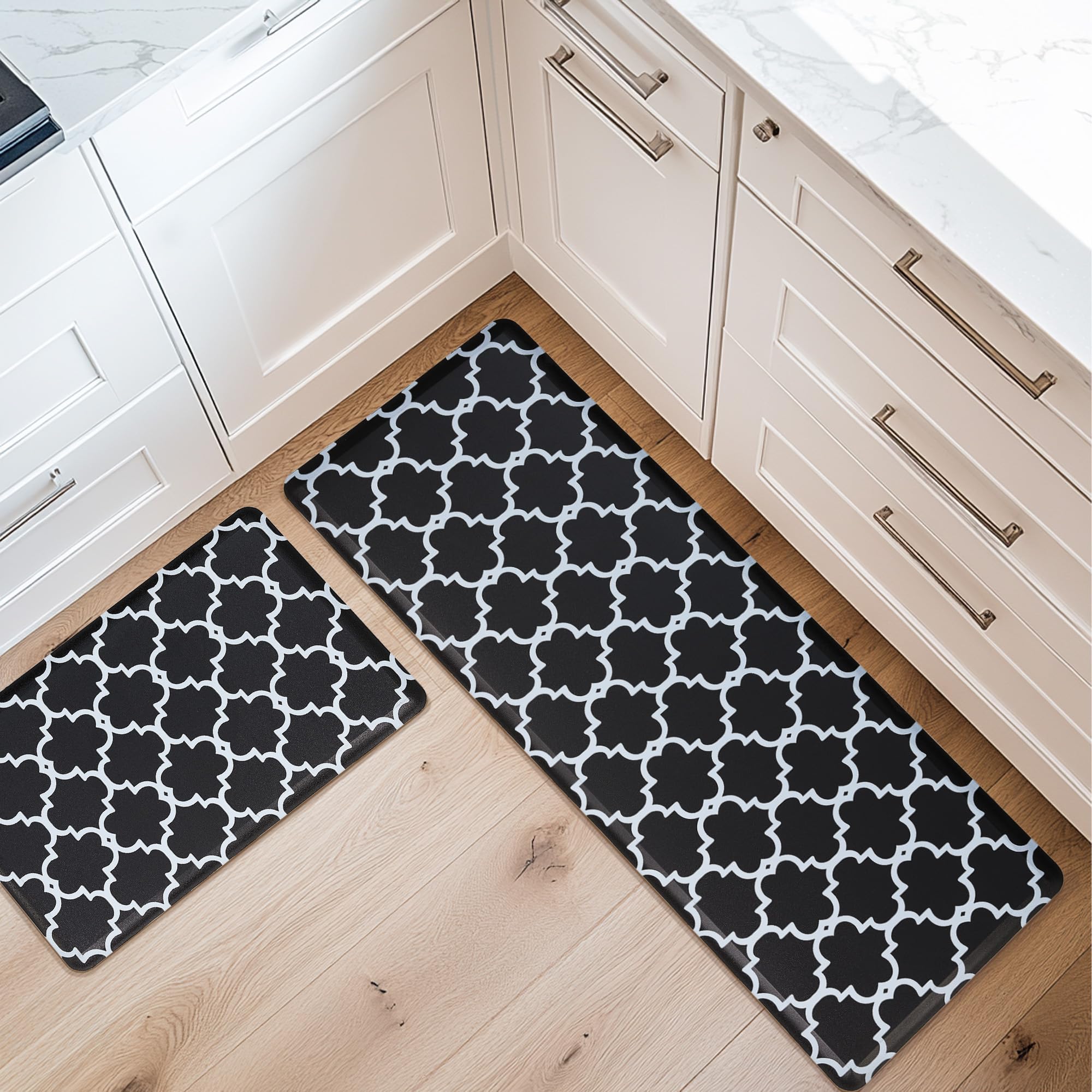 KOKHUB Anti-Fatigue Kitchen Mat Set (2-Pack) - 1/2 Inch Thick Cushioned Waterproof Floor Mat with Non-Slip Backing, Washable Standing Mat for Home, Office & Sink Areas - Perfect for Cooking, Dishwashing & Long Standing Work Sessions - Black