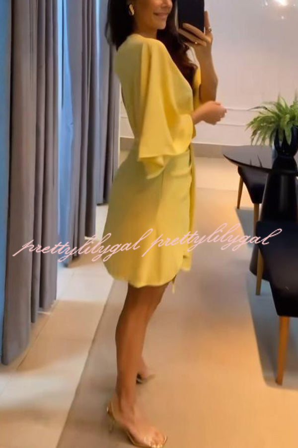 Stylish Solid Color V-Neck Half Sleeve Casual Mini Dress for Women | Summer Fashion, Beach Wear & Party Outfit