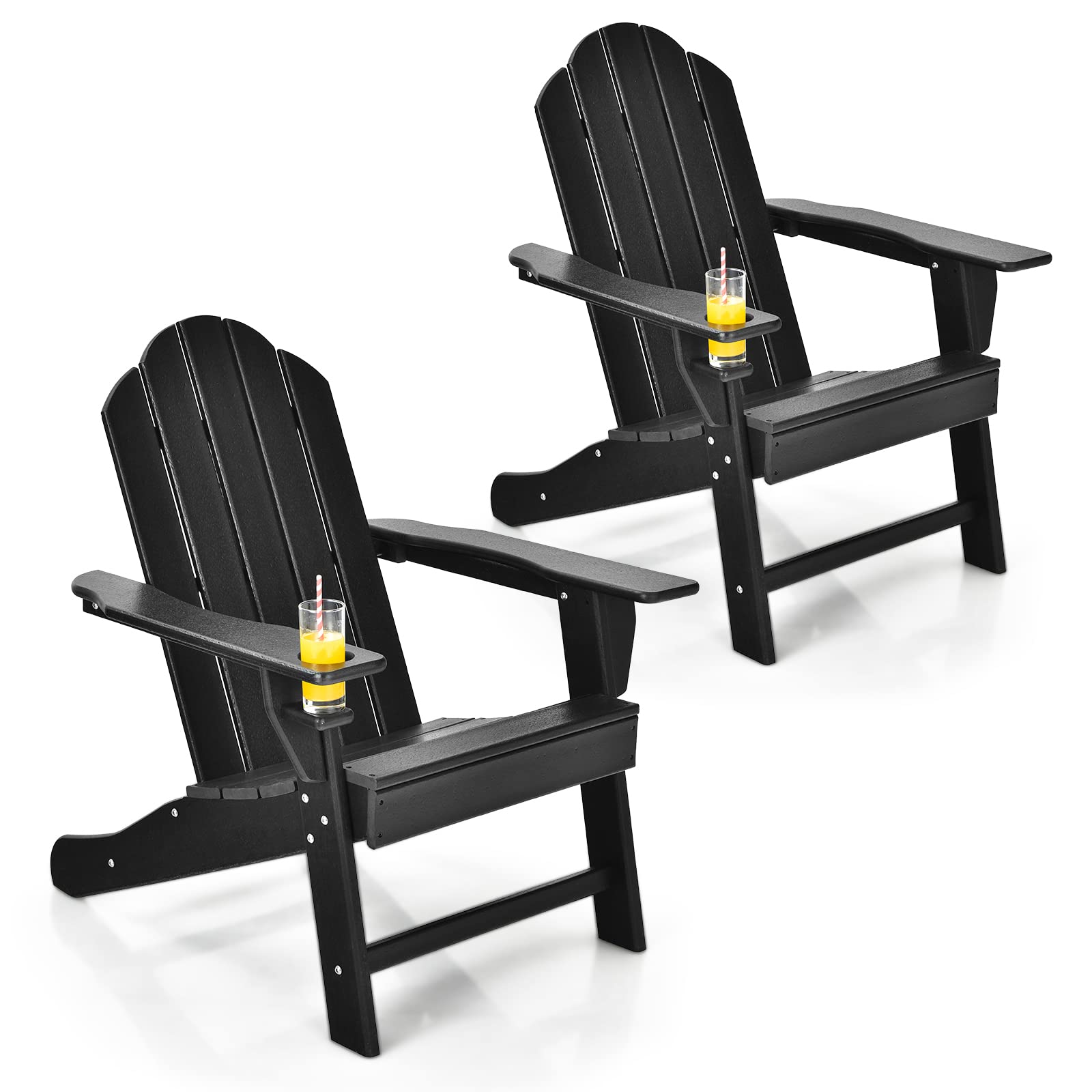 Giantex Set of 2 HDPE Weather-Resistant Adirondack Chairs – Outdoor Fire Pit Seating for Campfire, Deck, Garden, Yard, Porch & Lawn – Durable Composite Patio Furniture for Relaxing & Entertaining