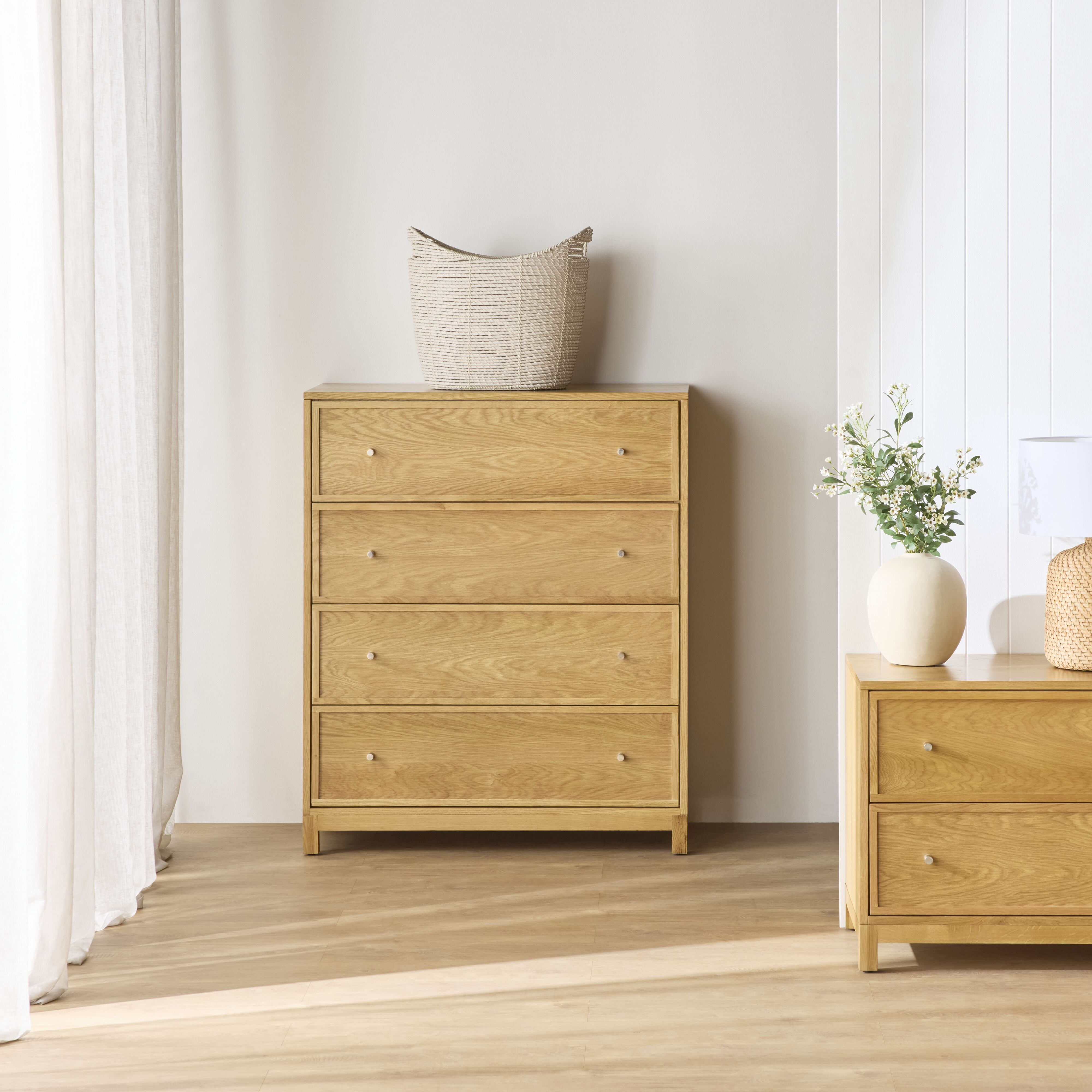 Avalon 4-Drawer Chest Light Oak - Stylish Wooden Dresser for Bedroom Storage & Organization