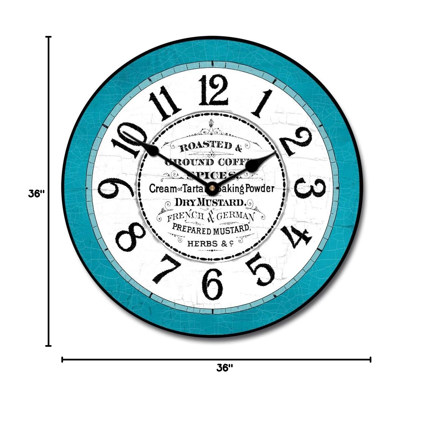 Teal Kitchen Pantry Wall Clock - 8 Size Options, Fast 2-3 Day Shipping, Silent Non-Ticking Mechanism | Perfect for Home, Office, Dorm & Restaurant Decor
