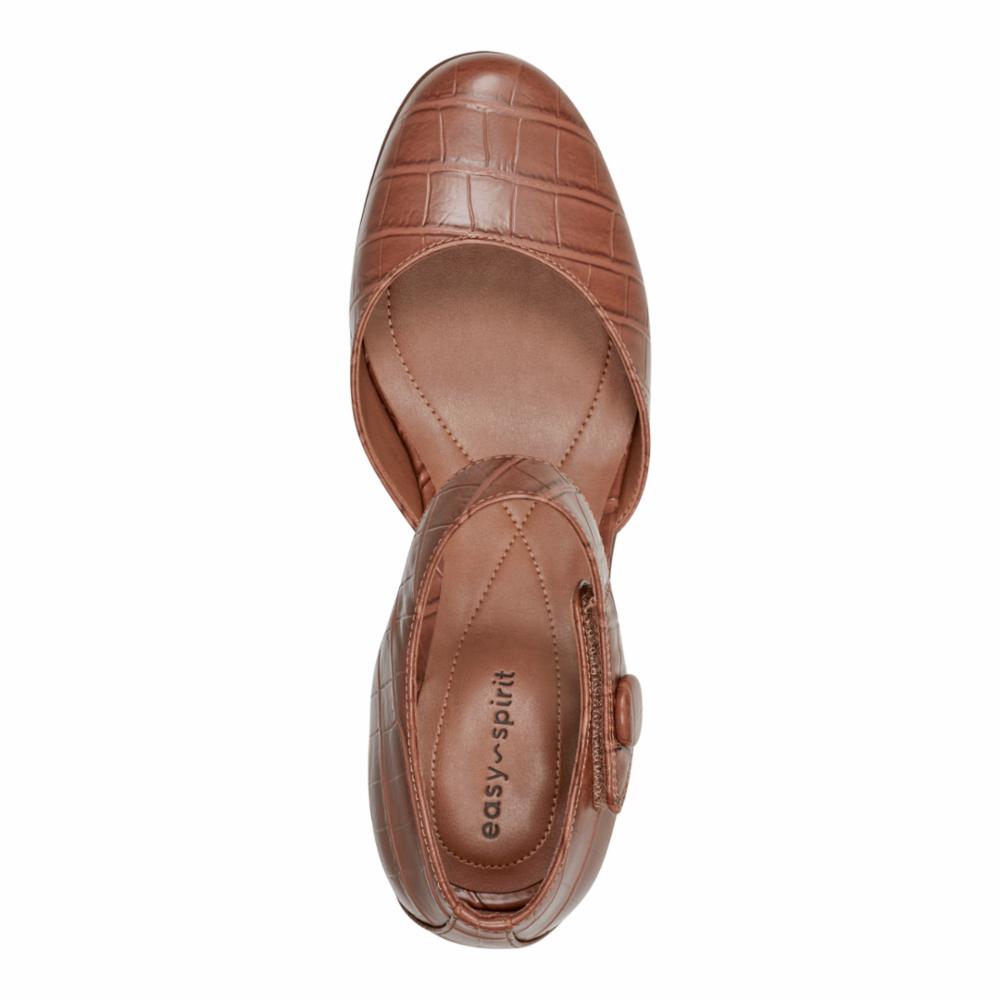 Easy Spirit Women's Clarice3 Brown Walking Shoes - Comfortable Slip-On Loafers for Women, Lightweight & Cushioned for All-Day Wear - Perfect for Work, Travel & Casual Outings