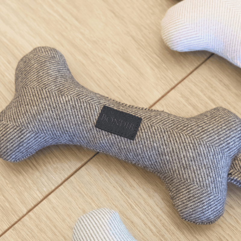 Vintage Bark Tweed Squeaky Bone Dog Toy - Durable Chew Toy for Small & Medium Dogs - Perfect for Playtime, Training & Teething Relief