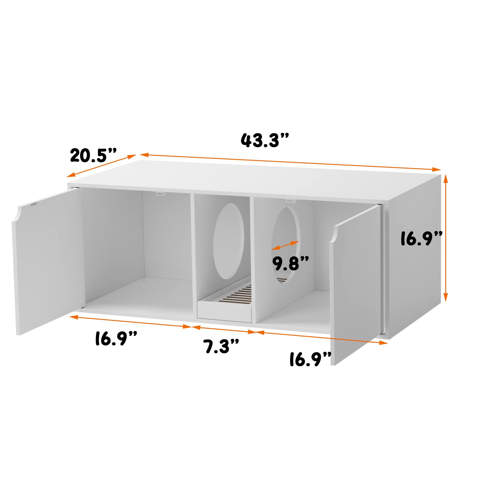 Modern Wooden Cat Litter Box Enclosure for 2 Cats - Stackable Large Cat Washroom Storage Cabinet with Removable Tray - Multi-Functional Bench & End Table Furniture (White) - Perfect for Living Rooms, Bedrooms & Small Spaces