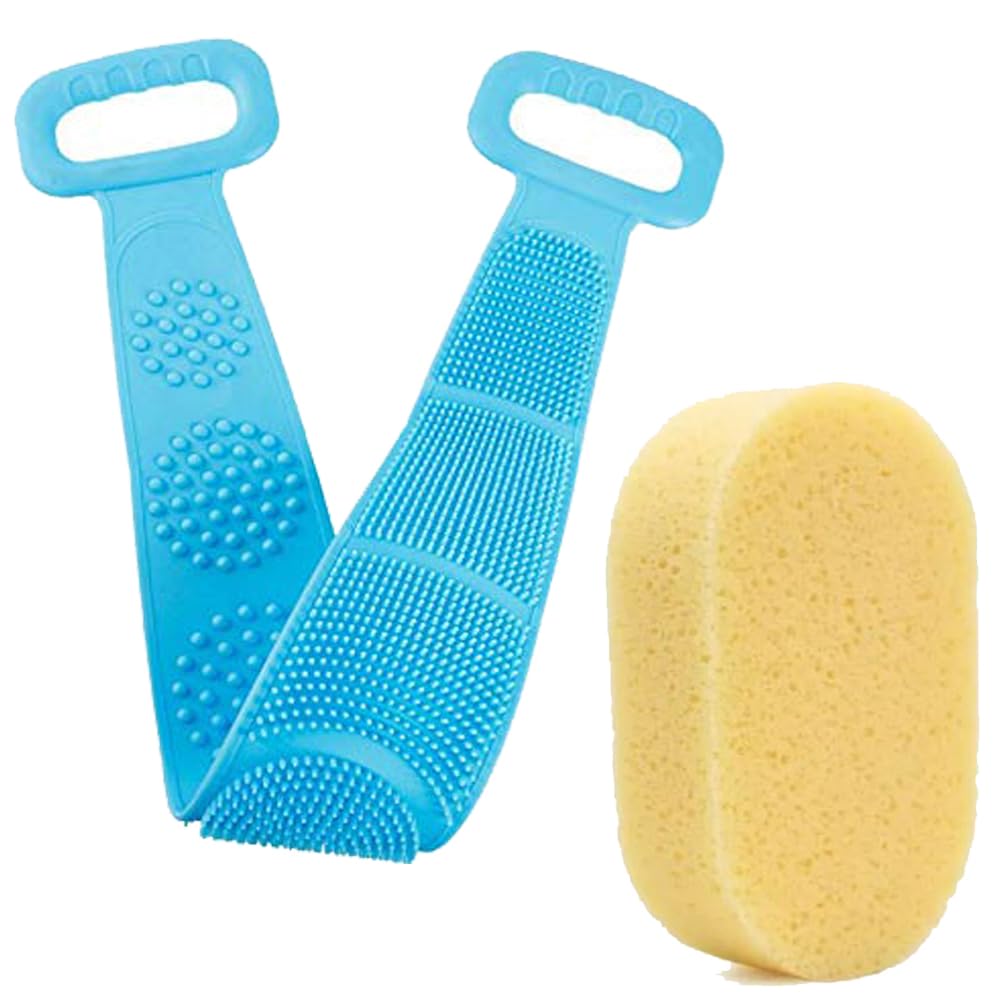 Dual-Sided Silicone Back Scrubber for Shower - 80cm Exfoliating Bath Belt with Strap for Full Body Washing & Massage | 100% Back Cleaning Coverage | Includes Bathing Foam | Perfect for Deep Cleansing, Exfoliation & Relaxation in Shower or Bath