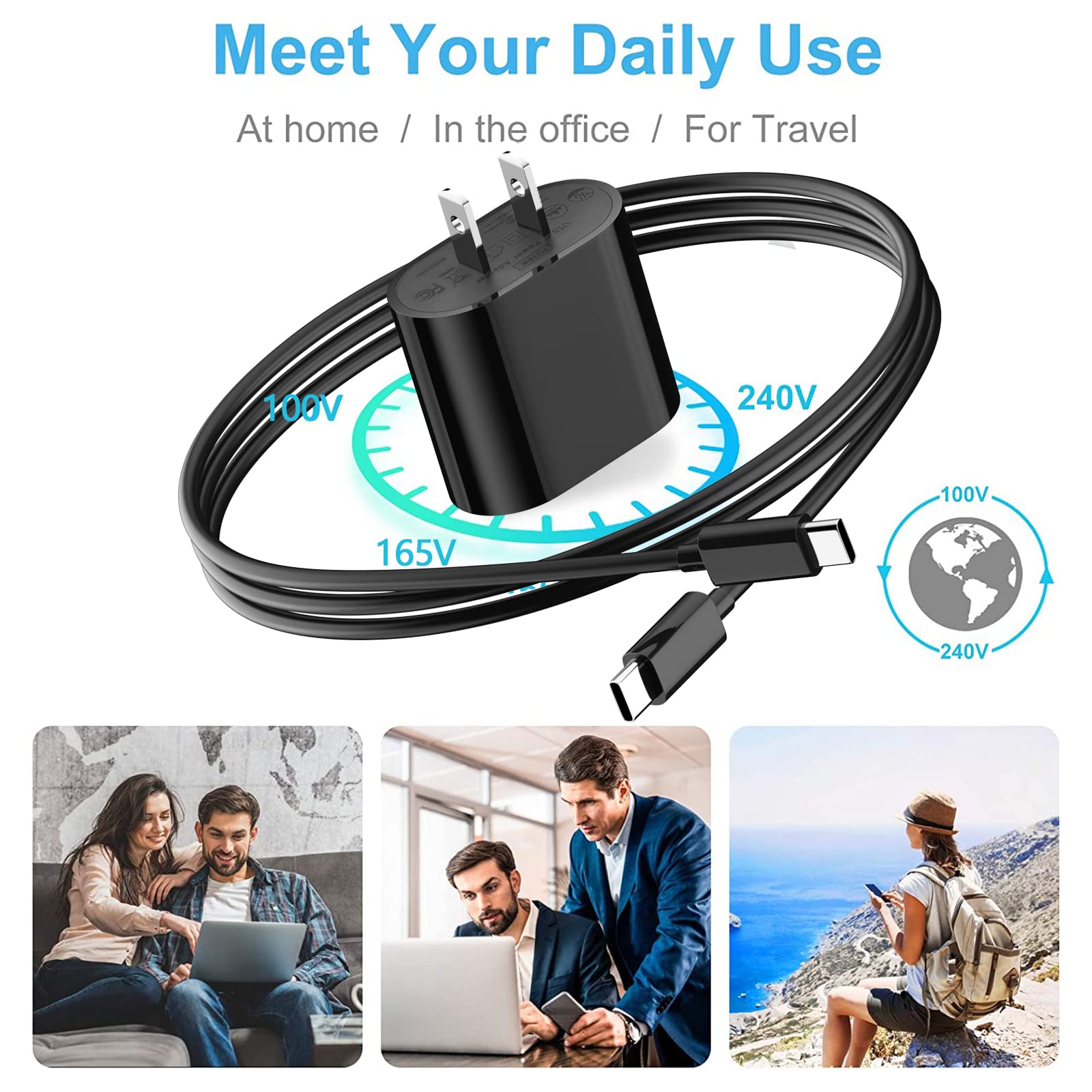 20W USB C Fast Charger for iPad Pro 13/12/11 inch (2024/2021/2020/2018), iPad Air 13/11 inch (5th/4th Gen), iPad Mini 6th Gen - PD Wall Charger with 6.6ft USB C to C Cable - Fast Charging for Home, Office & Travel