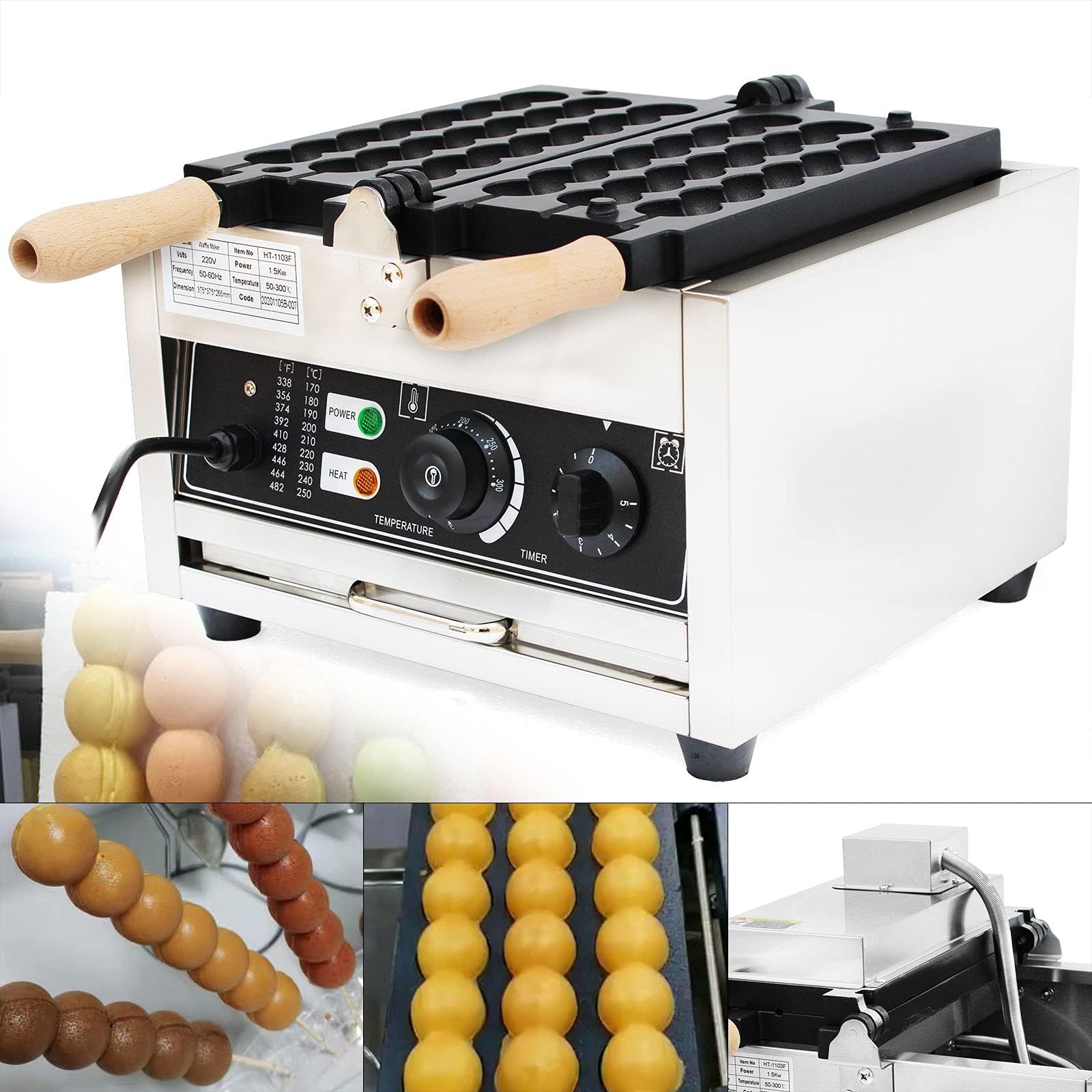 Electric Ice Cream Cone Waffle Maker Machine 1200W - Commercial & Home Use Stainless Steel Nonstick Waffle Cone Maker - Perfect for Ice Cream Shops, Dessert Bars, and Home Baking Parties