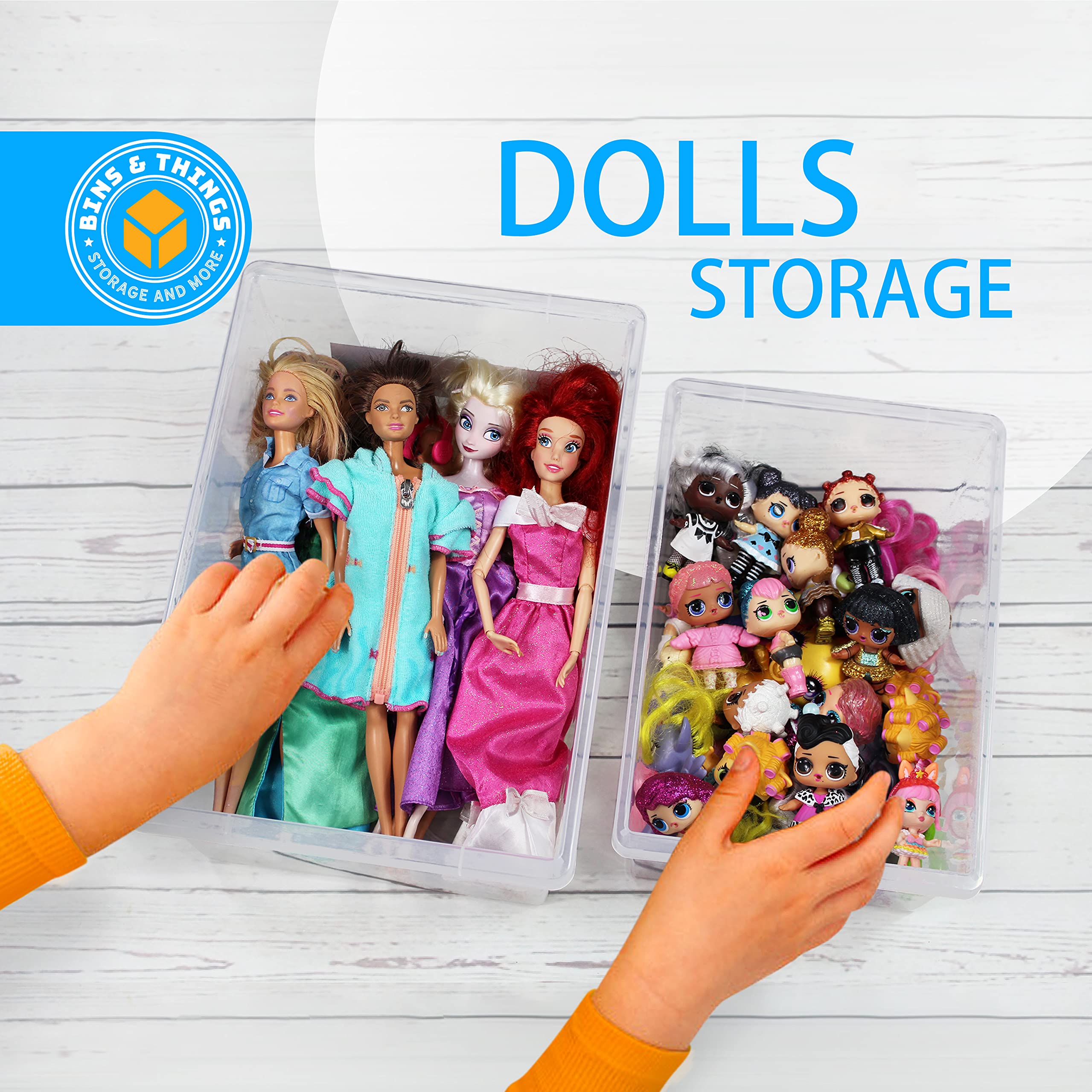 Lego Organizers and Storage Set of 2 - Large & Small Stackable Clear Plastic Bins for Toys | Puzzle, Doll, Car & Toy Storage Solutions | Perfect for Kids' Room, Playroom & Classroom Organization