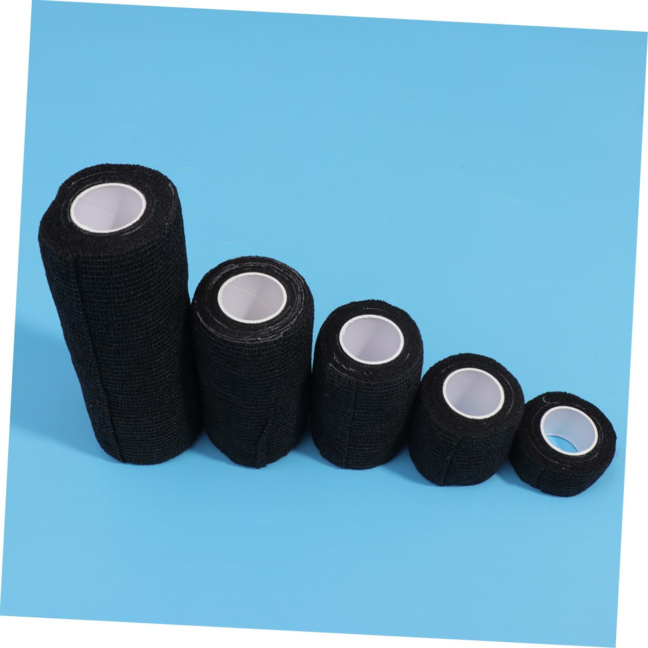 INOOMP 10 Pcs Cohesive Bandage Tape - Waterproof Self-Adhesive Wrap for Sports, First Aid & Medical Support - Black Athletic Tape for Wrist, Ankle & Knee Injuries - Ideal for Athletes & Physical Therapy